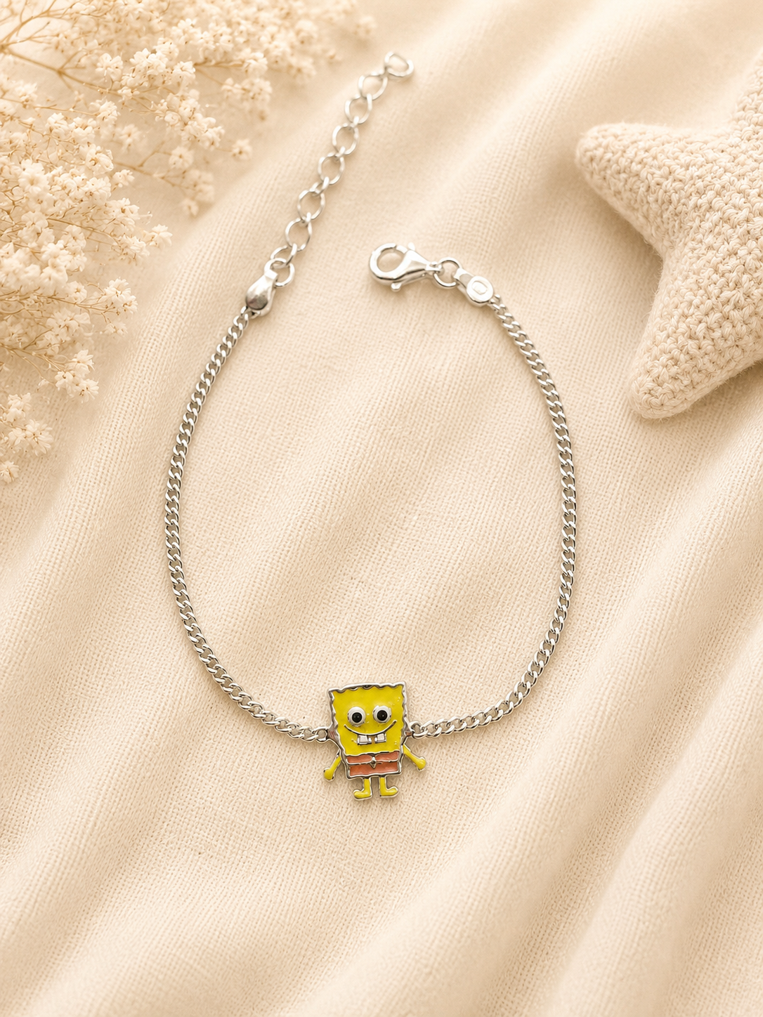 925 STERLING SILVER SPONGEBOB CARTOON BRACELET |KID’S BRACELET | KID’S RAKHI
