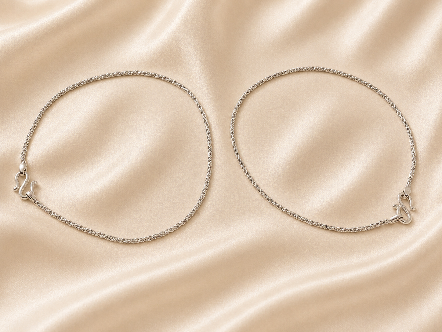 925 Sterling Silver Traditional Anklets | Pair