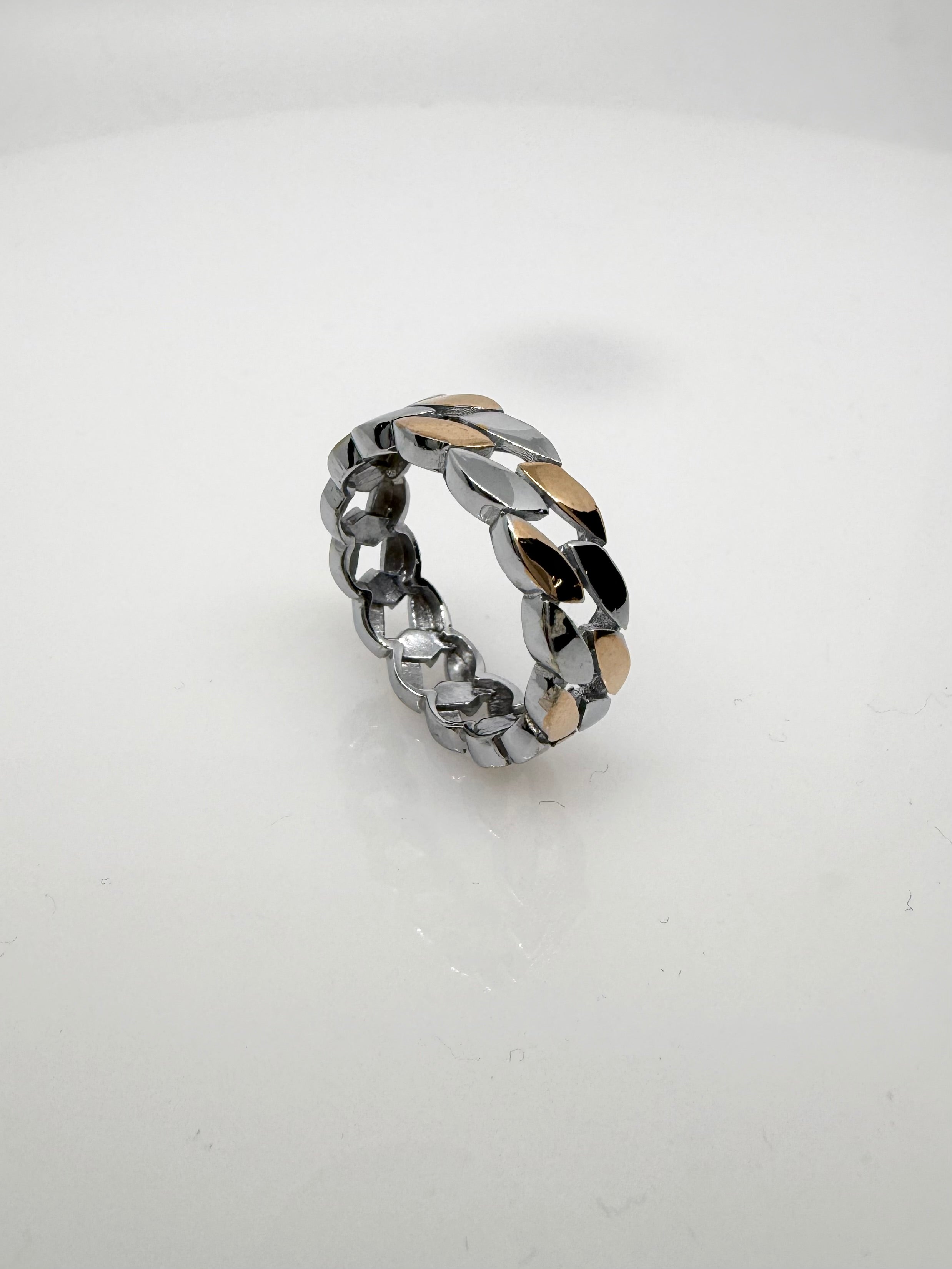925 Sterling Silver Infinite Link Dual Tone Ring Band | Ring for Men | UNISEX