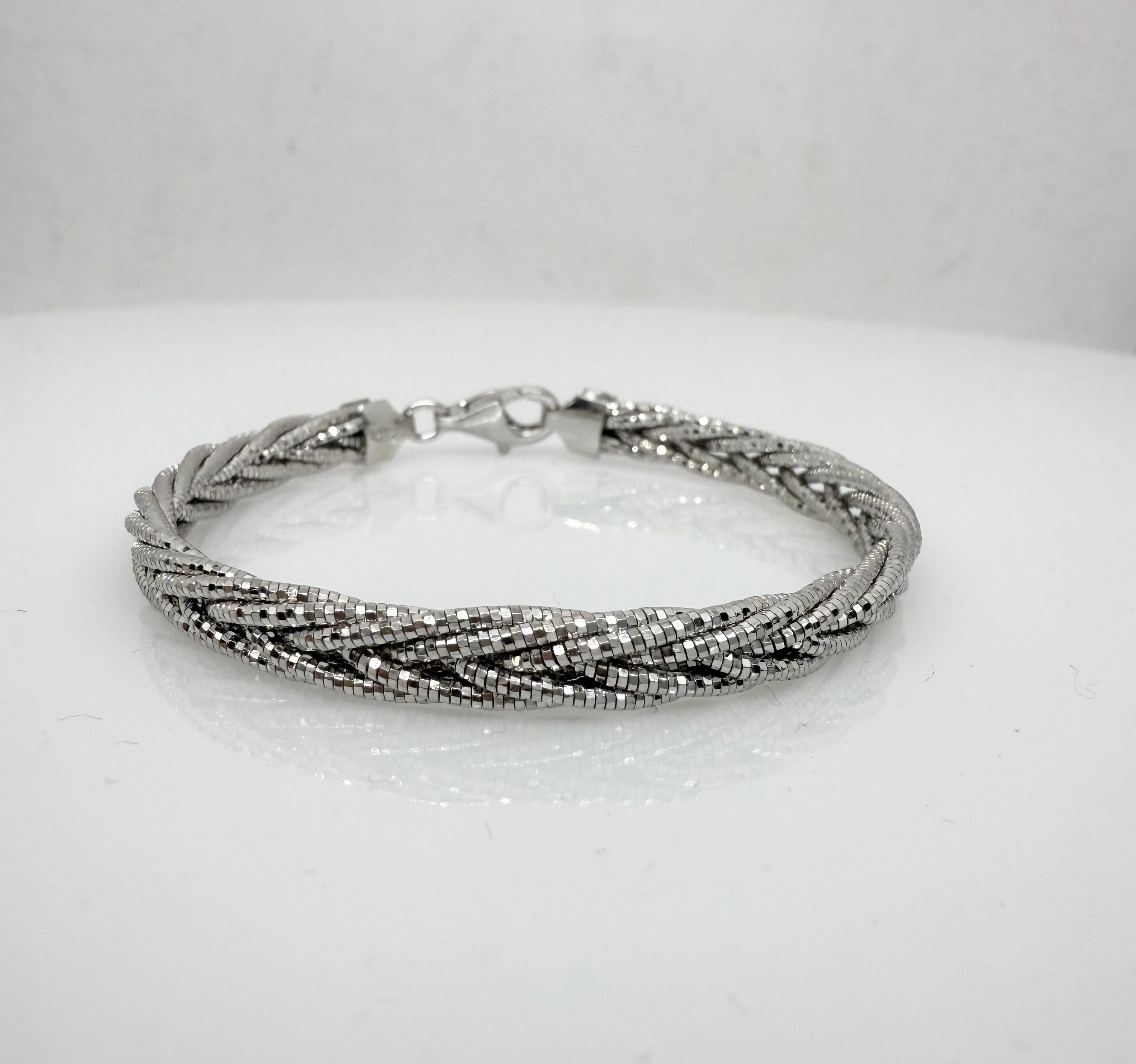 Multi Strand 925 Sterling Silver Italian Weave Bracelet | Silver