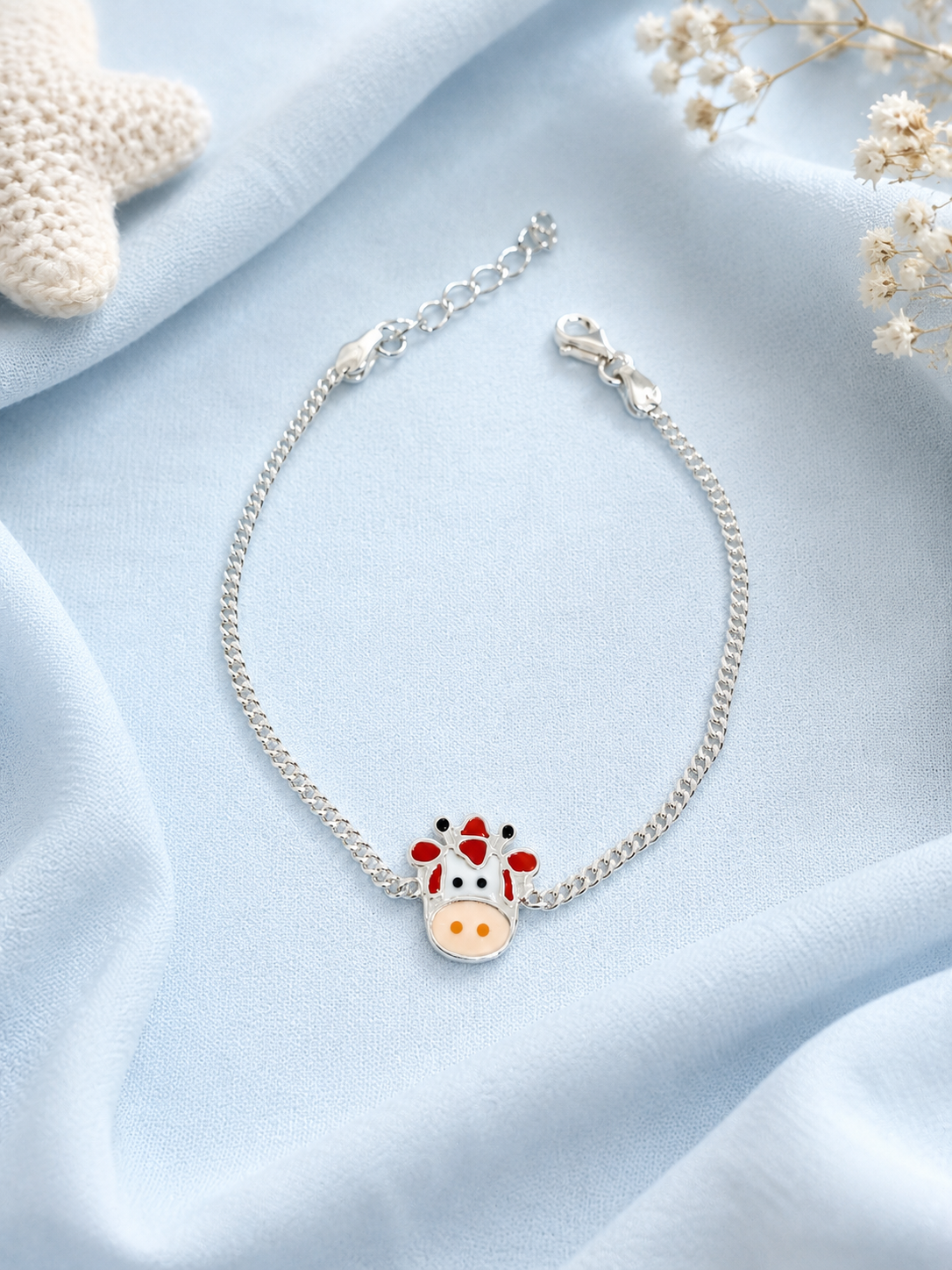 925 Sterling Silver Cow Cartoon Bracelet | kid’s Bracelet | Kid’s Rakhi