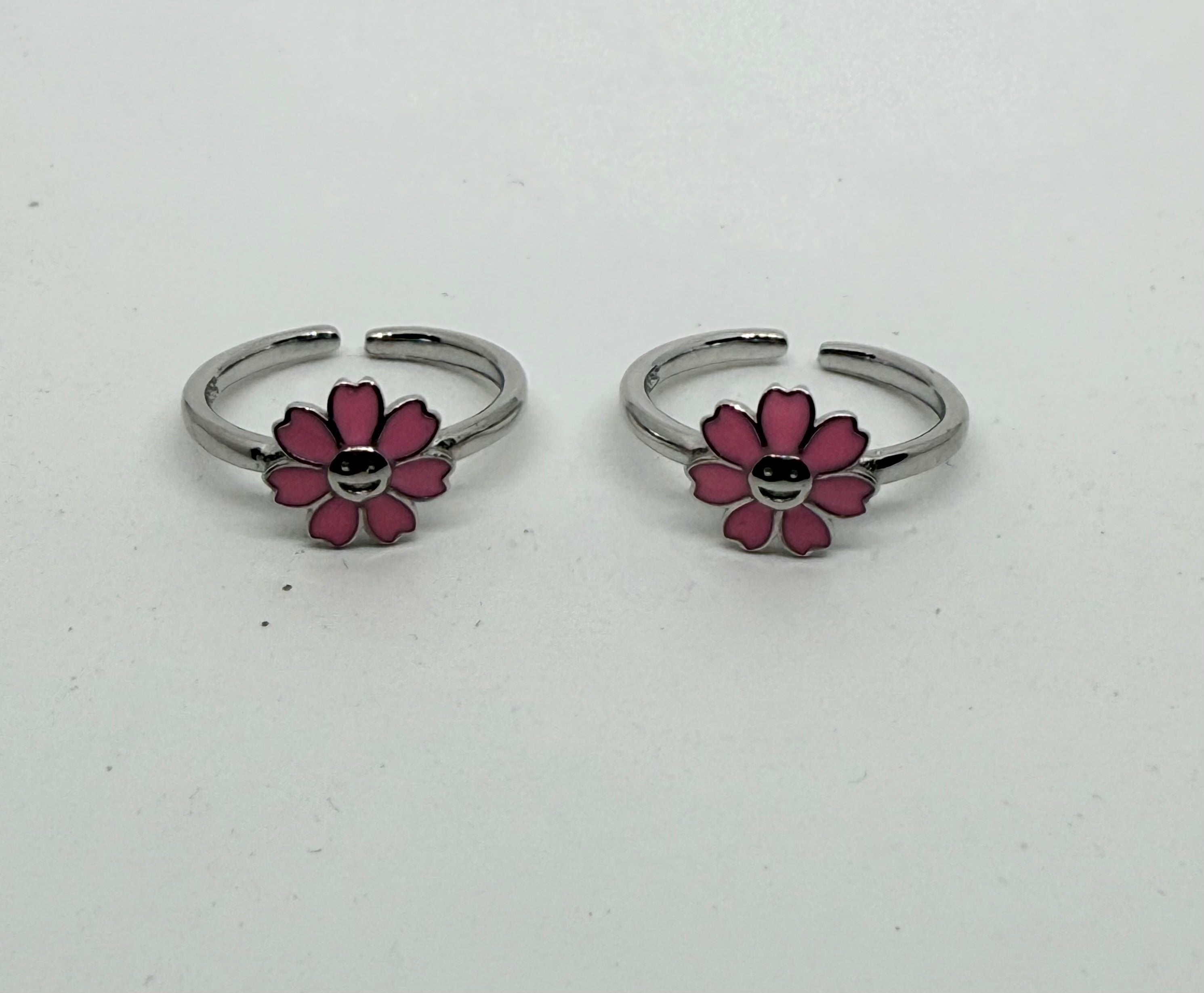925 Oxidised Silver Toe Rings (2 Rings) Blooming Flower | Free Size