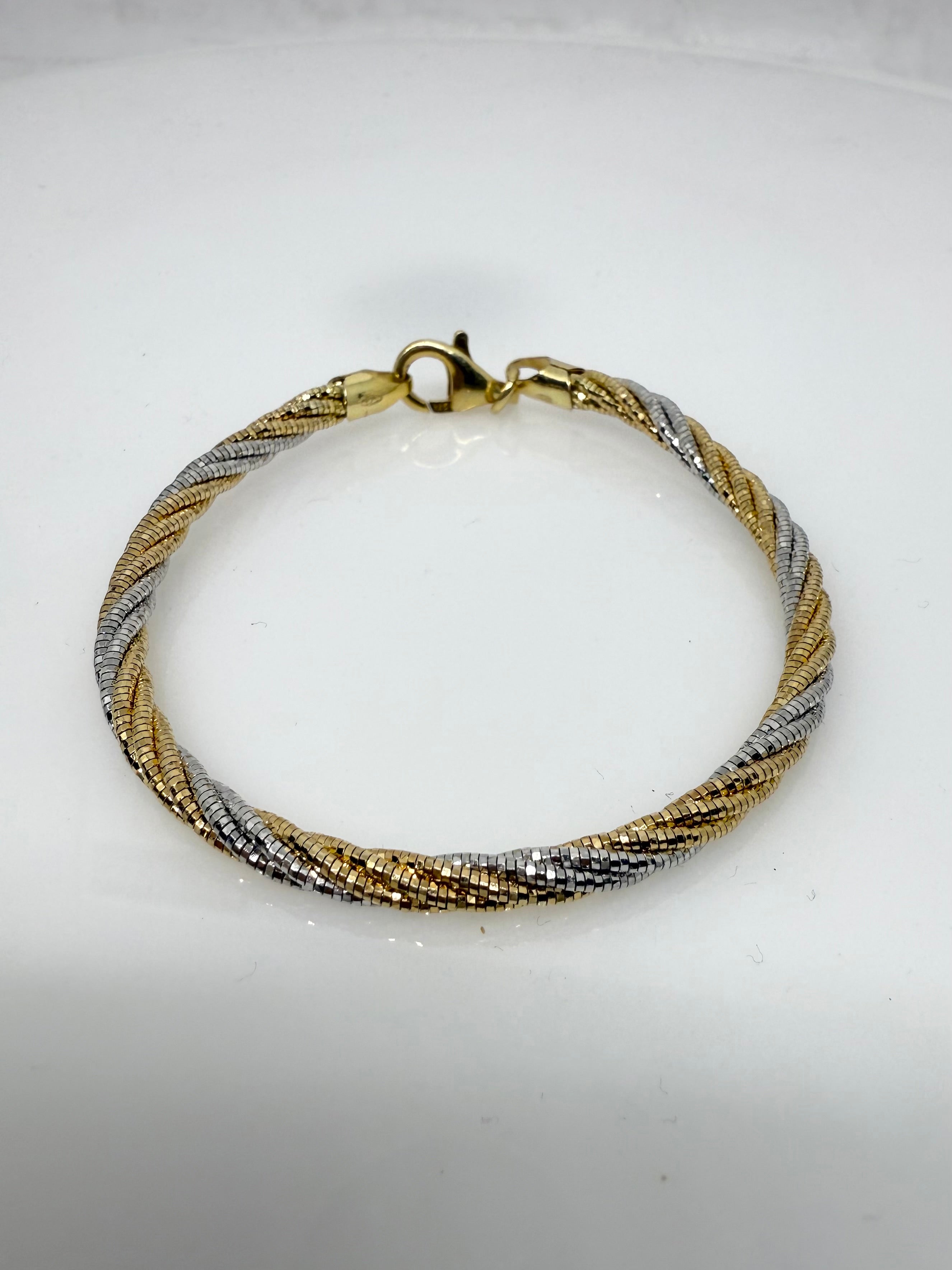 Multi Strand 925 Sterling Silver Italian Weave Bracelet | Gold & Silver