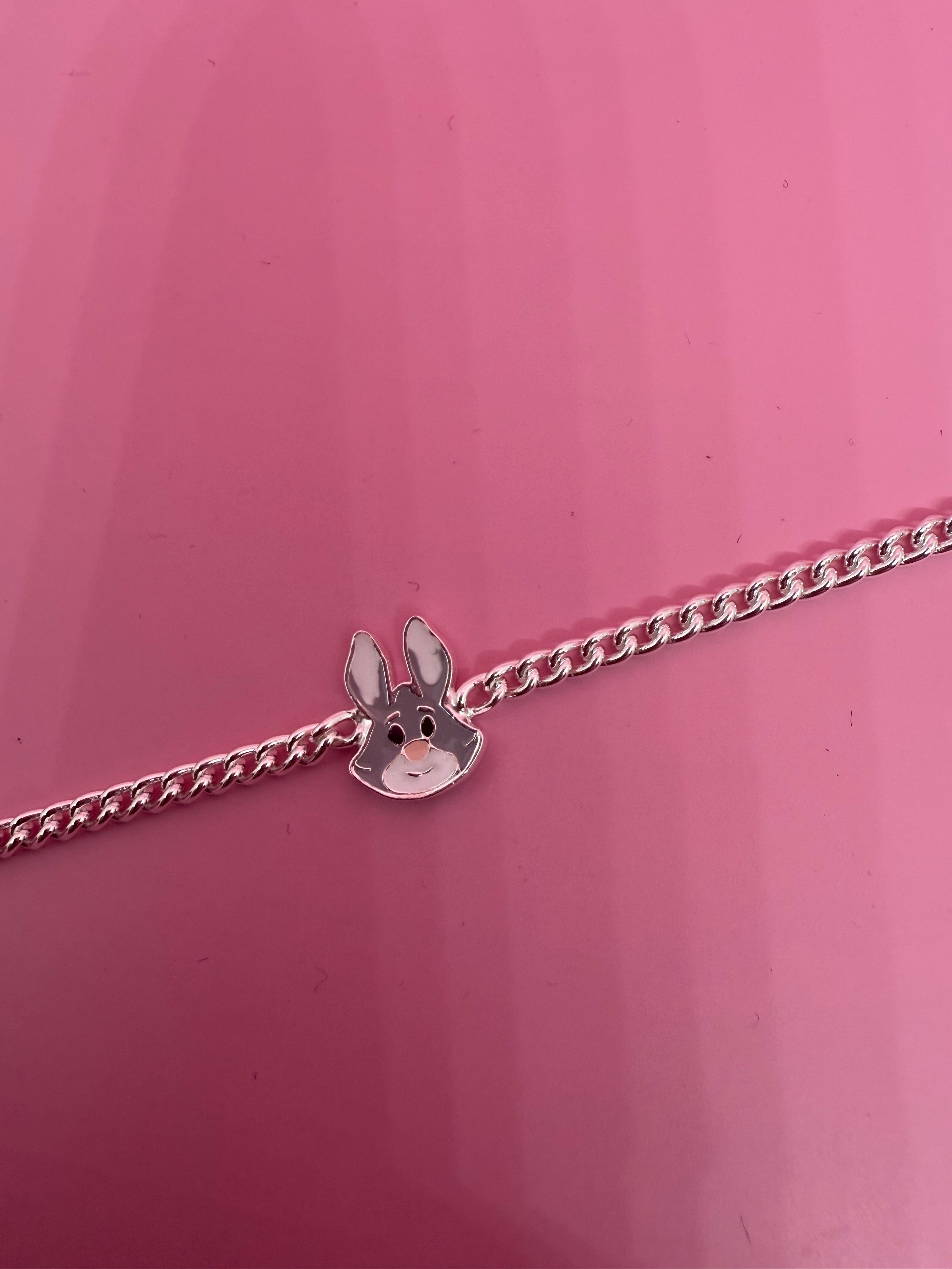 925 Sterling Silver Bunny Cartoon Bracelet | For Kids