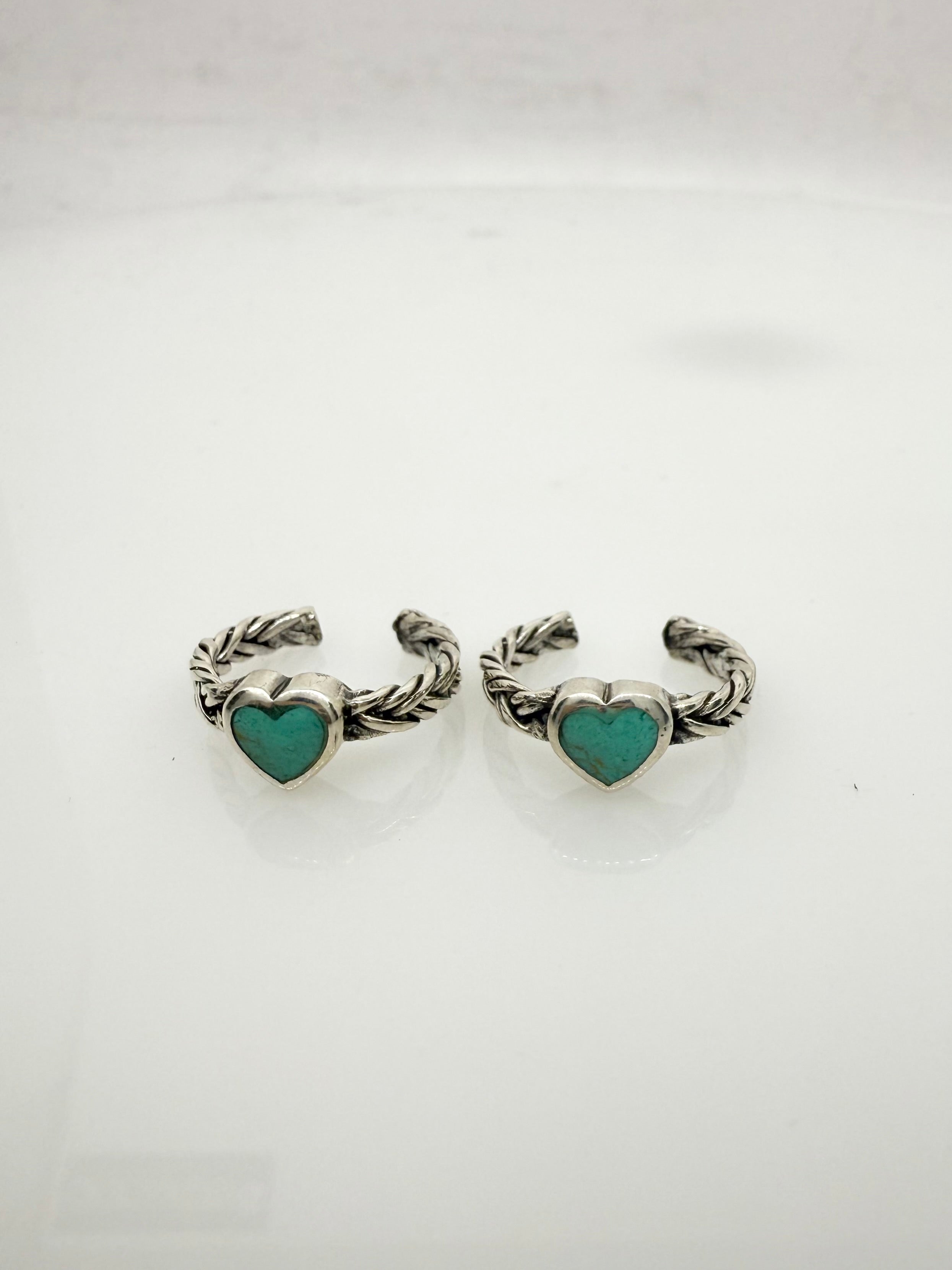 925 Sterling Silver Mini Heart Toe rings ( 2 rings) | free size