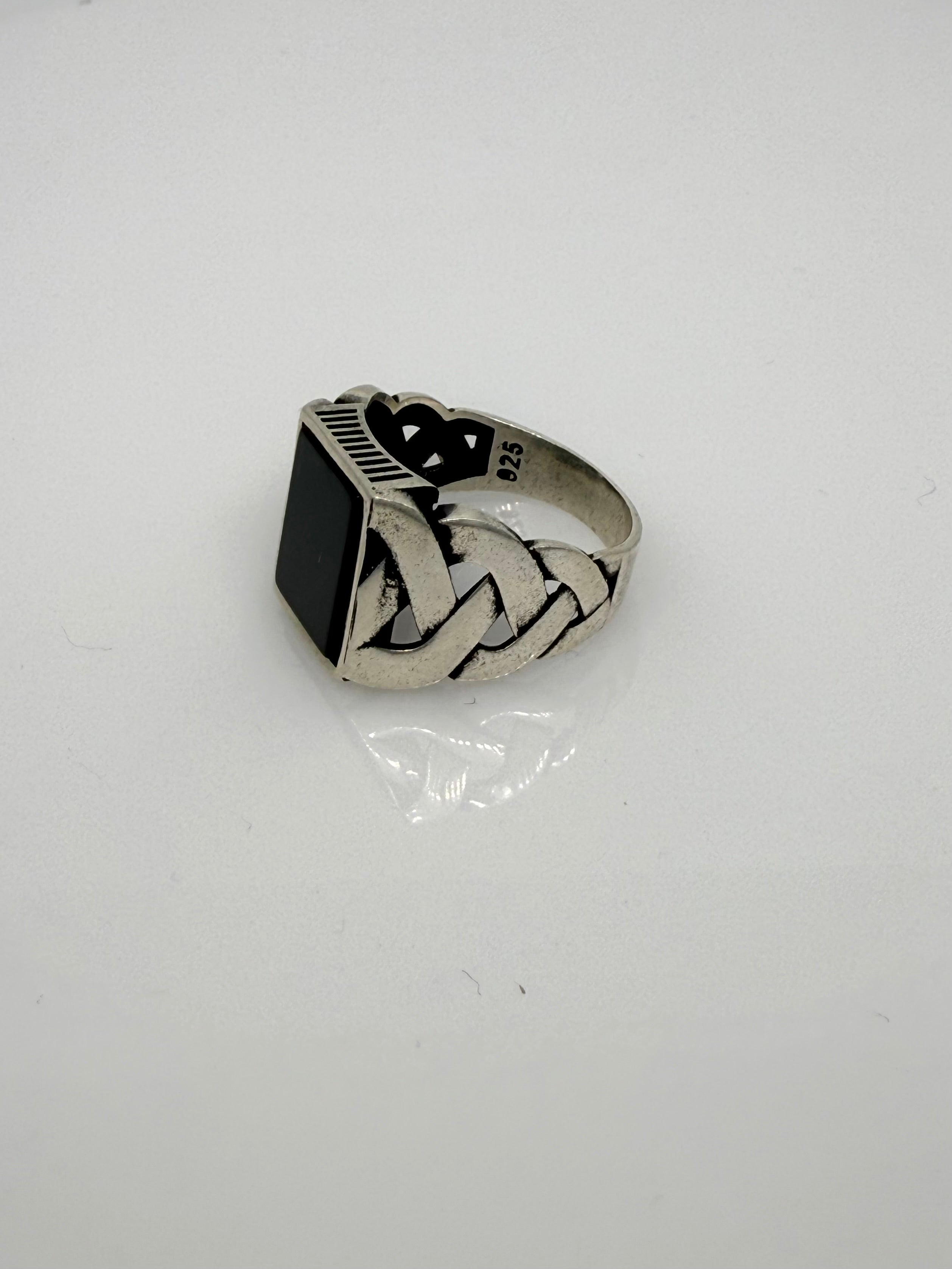 925 Sterling Silver Ring for Men | Black Stone