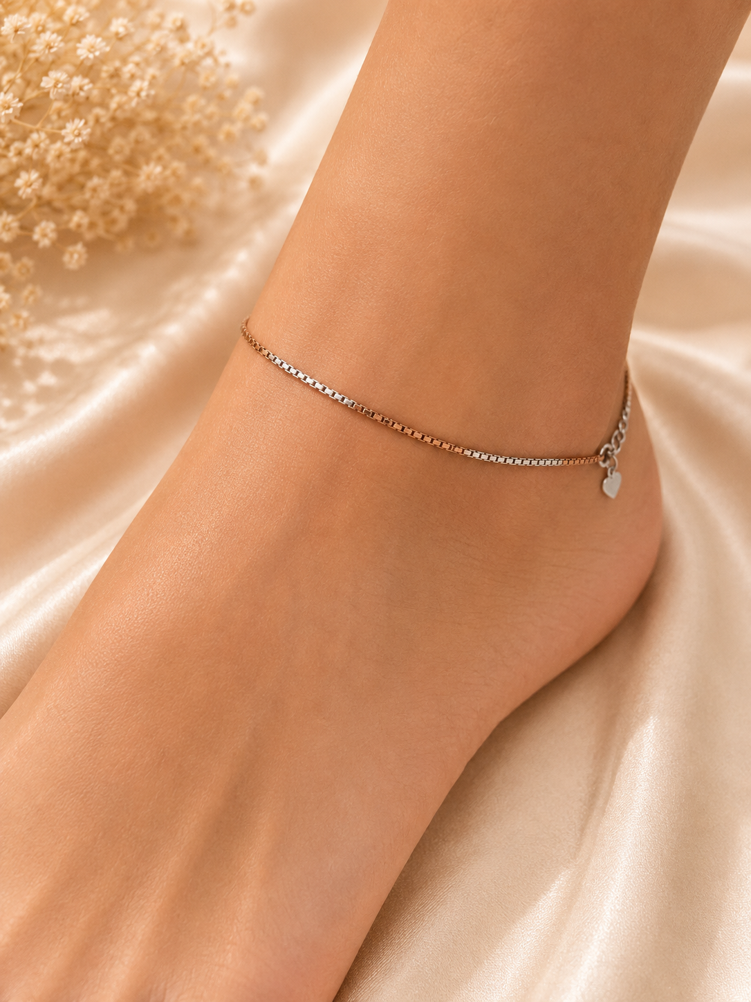 925 Sterling Silver Dual Shade Sleek Anklets | Pair