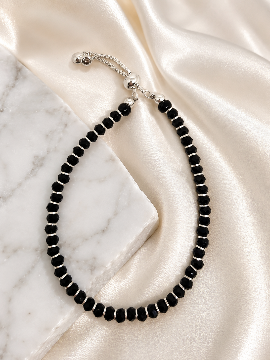 Classic Evil Eye Hand Nazariya | Black Beads Bracelet | Adjustable