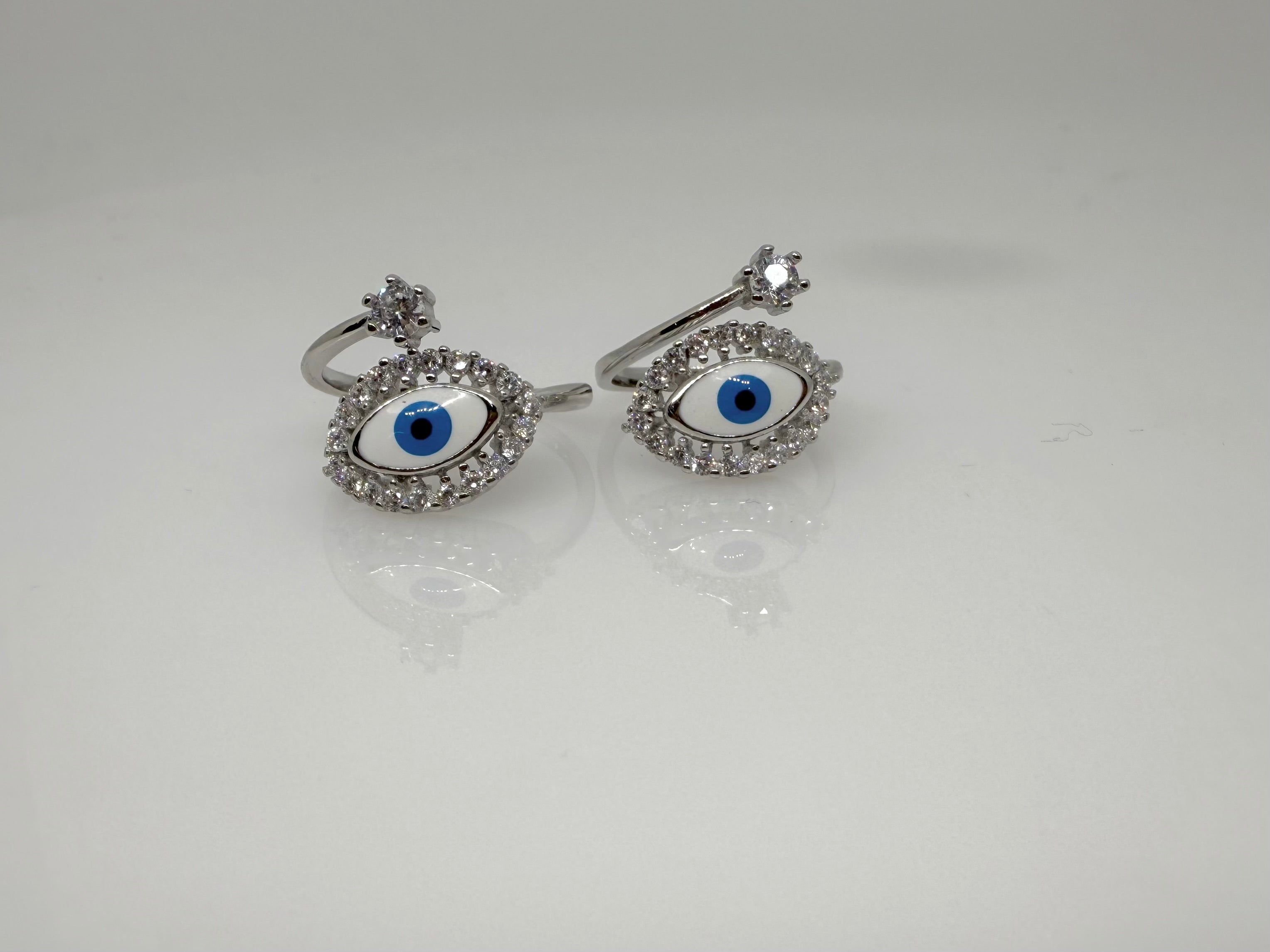925 Silver Evil Eye Toe Rings (2 Rings) | Free Size