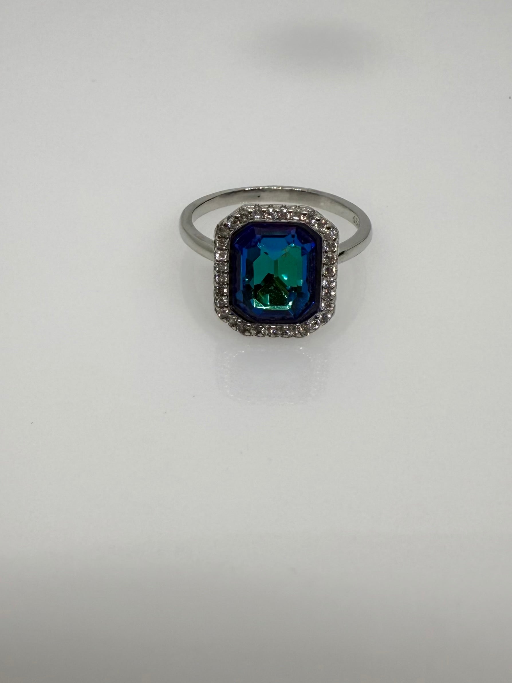 925 Sterling Silver Aqua Glow Women Ring