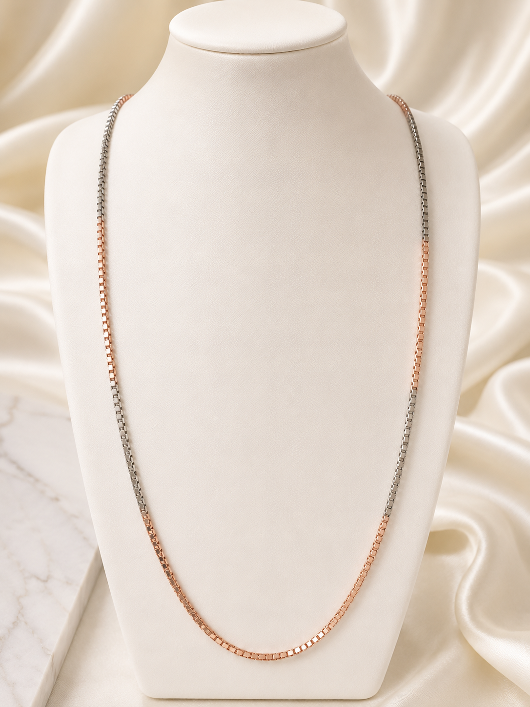 925 Sterling Silver Verona Dual Tone Box Chain