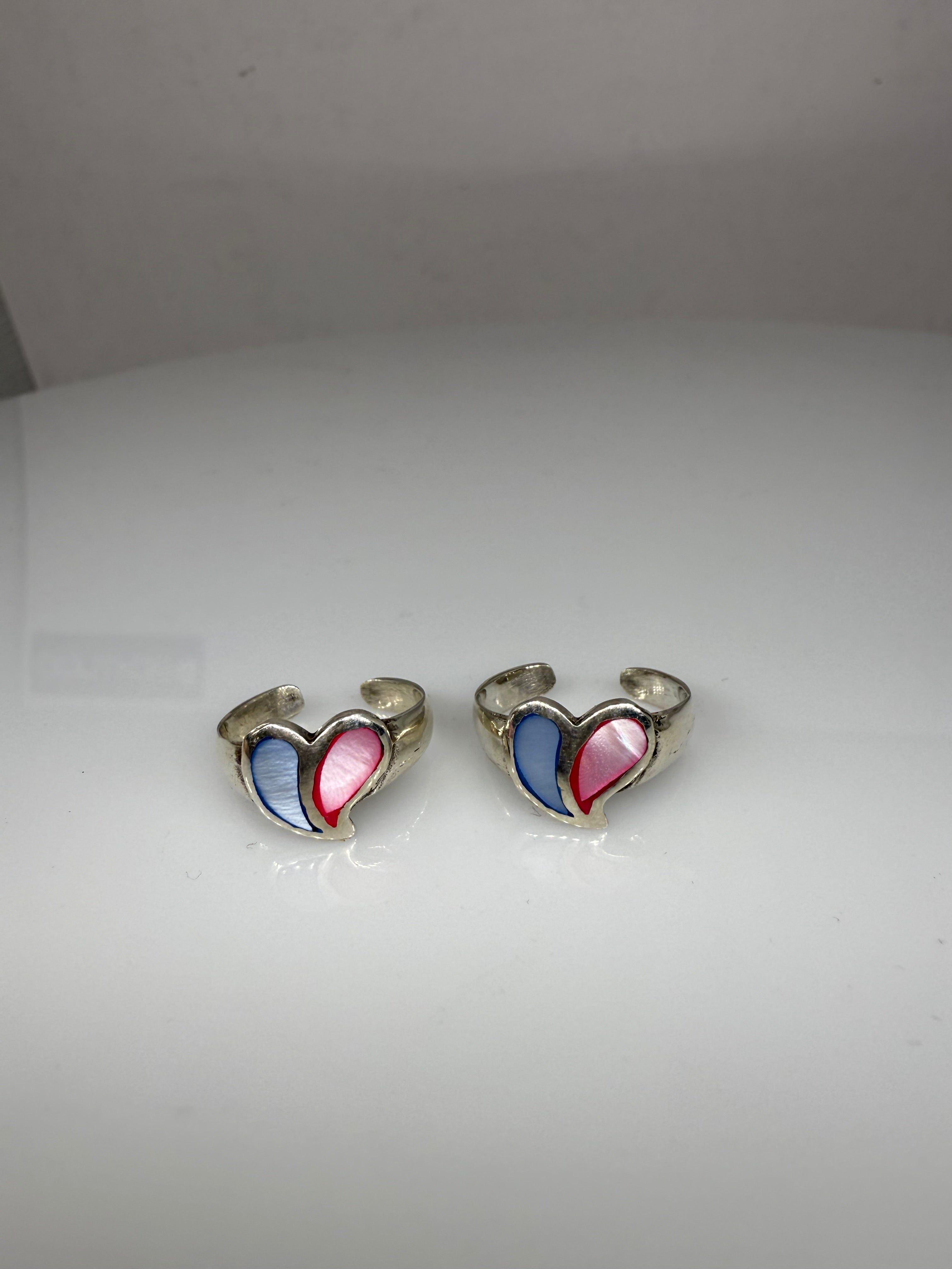 925 Sterling Silver Twin Hearts Toe rings (2 rings) | Free Size