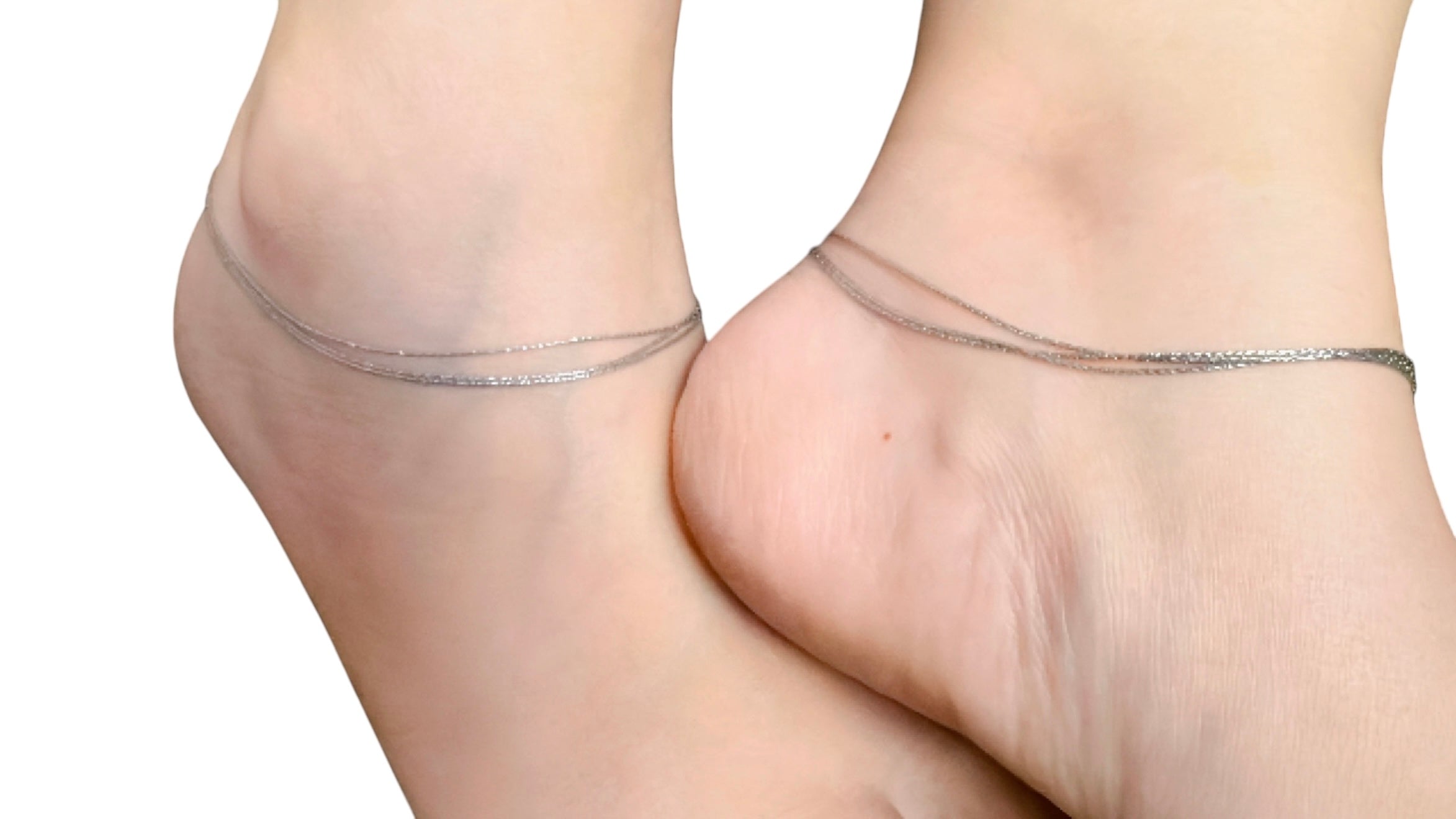 925 Sterling Silver Triple Strand Chain Anklet