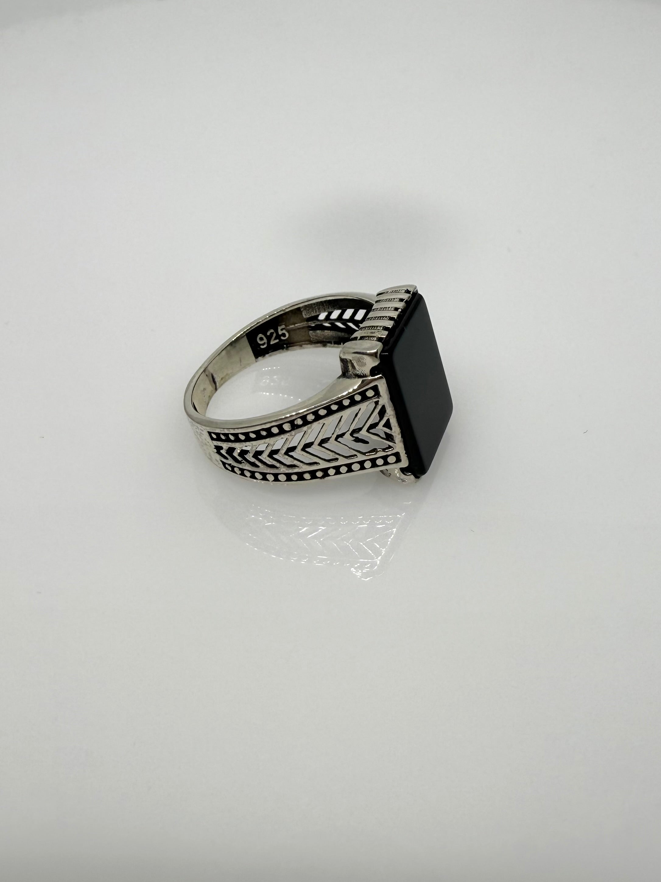925 Sterling Silver Ring For Men | Black Stone