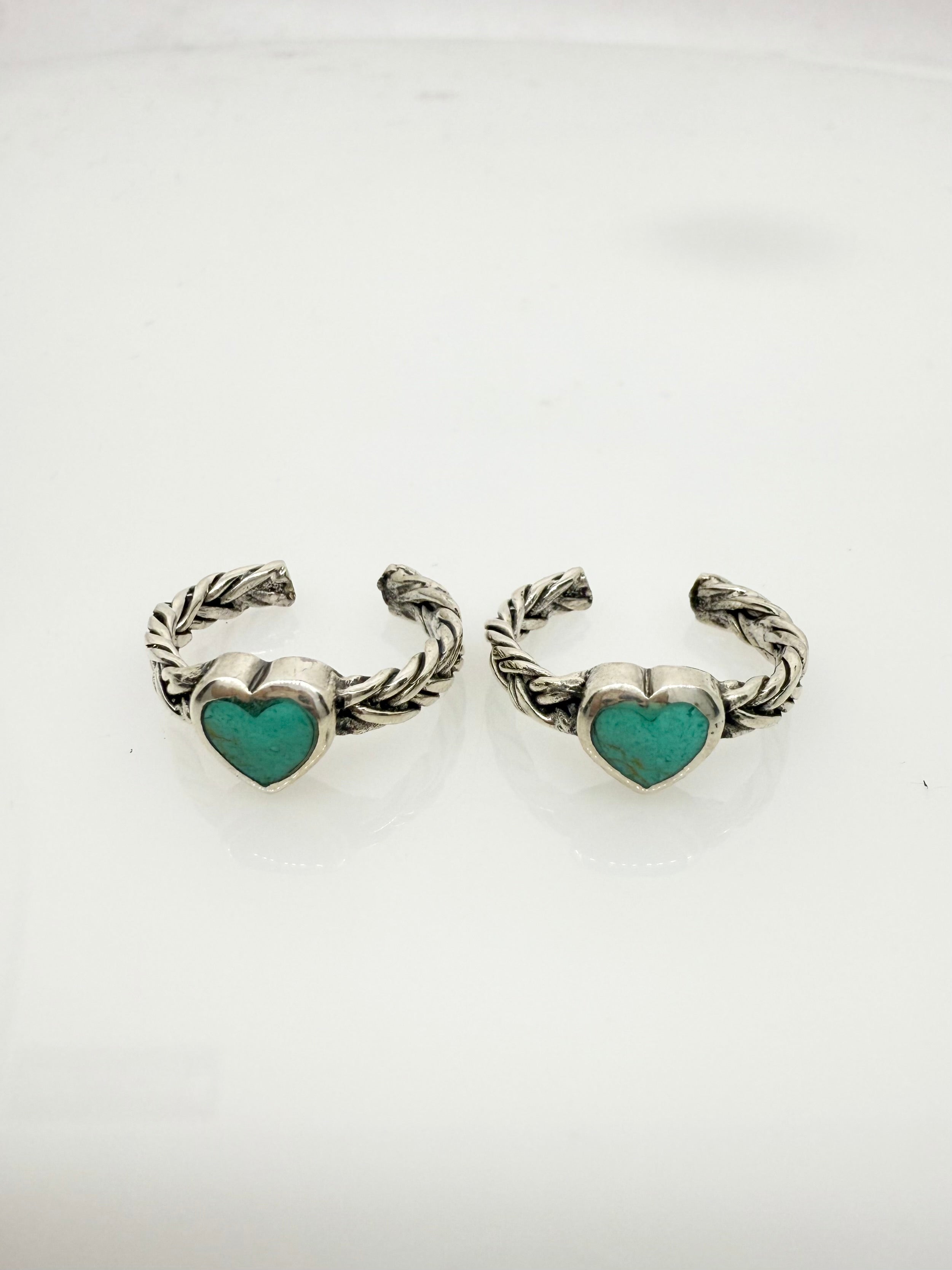 925 Sterling Silver Mini Heart Toe rings ( 2 rings) | free size
