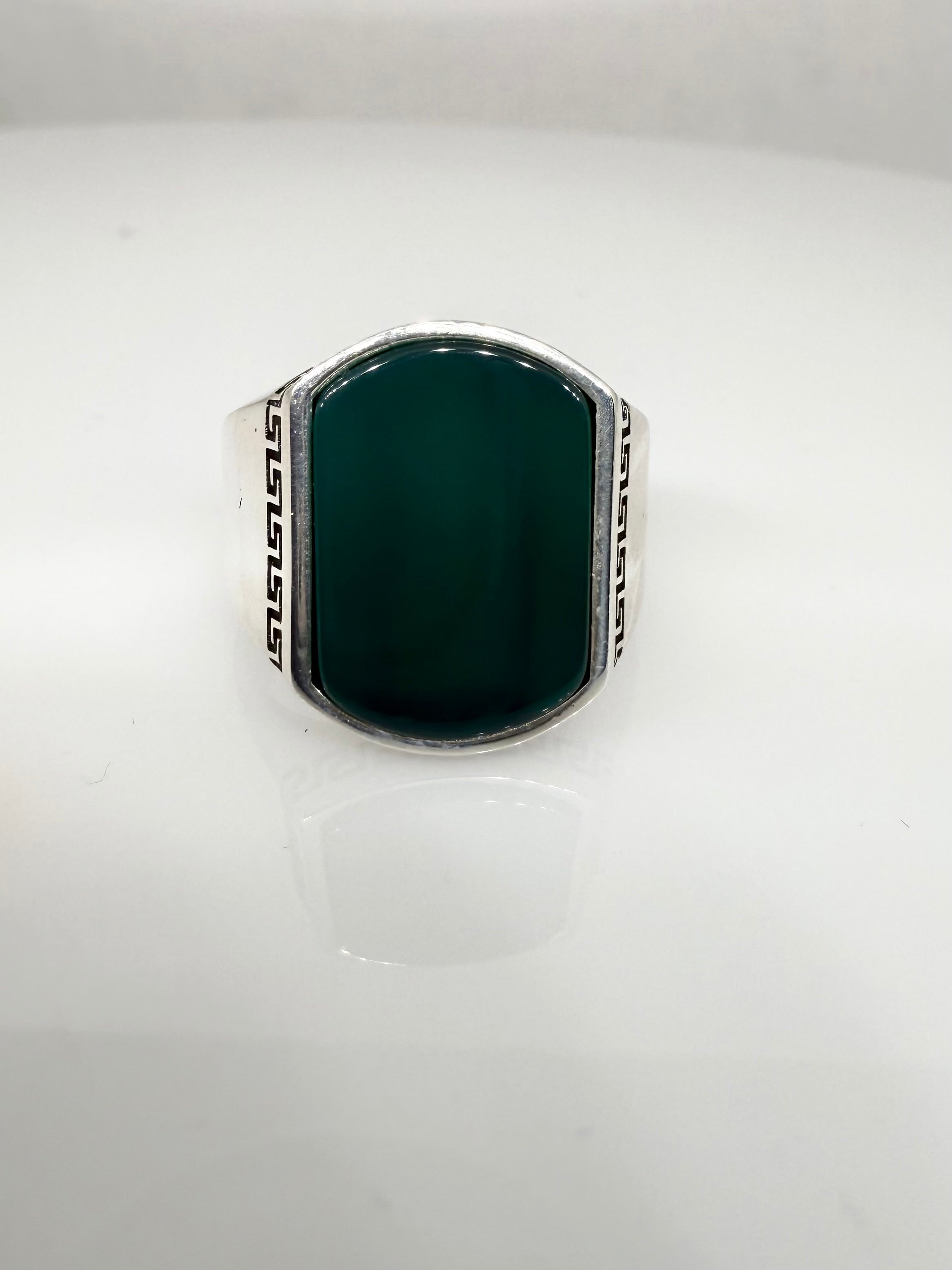925 Sterling Silver Ring for Men | Olive Onyx