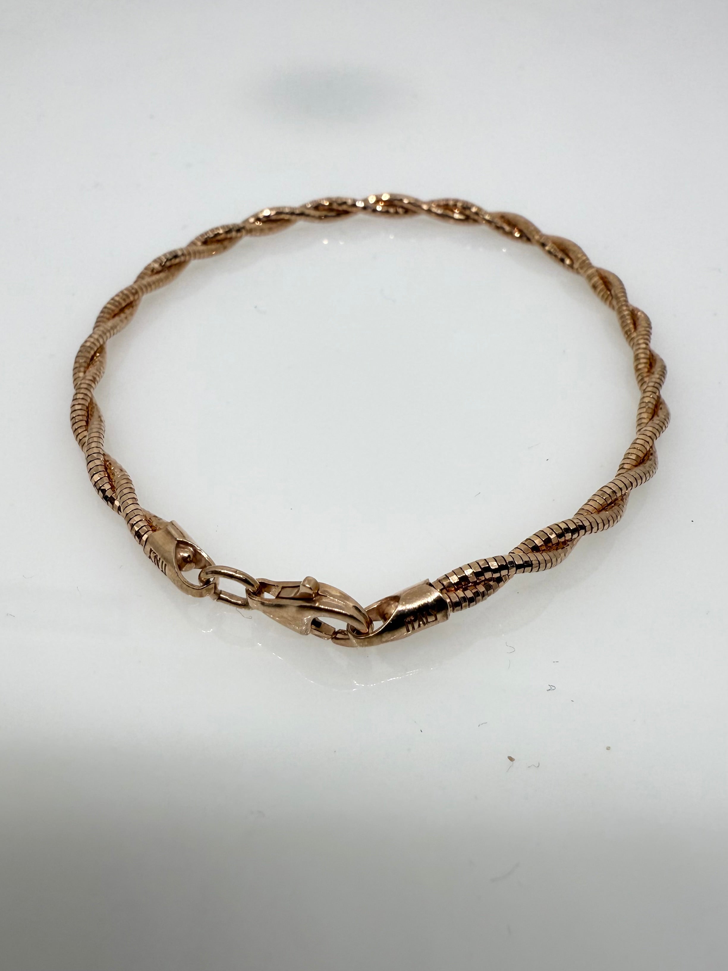 Multi Strand 925 Sterling Silver Italian Weave Bracelet | Rose Gold