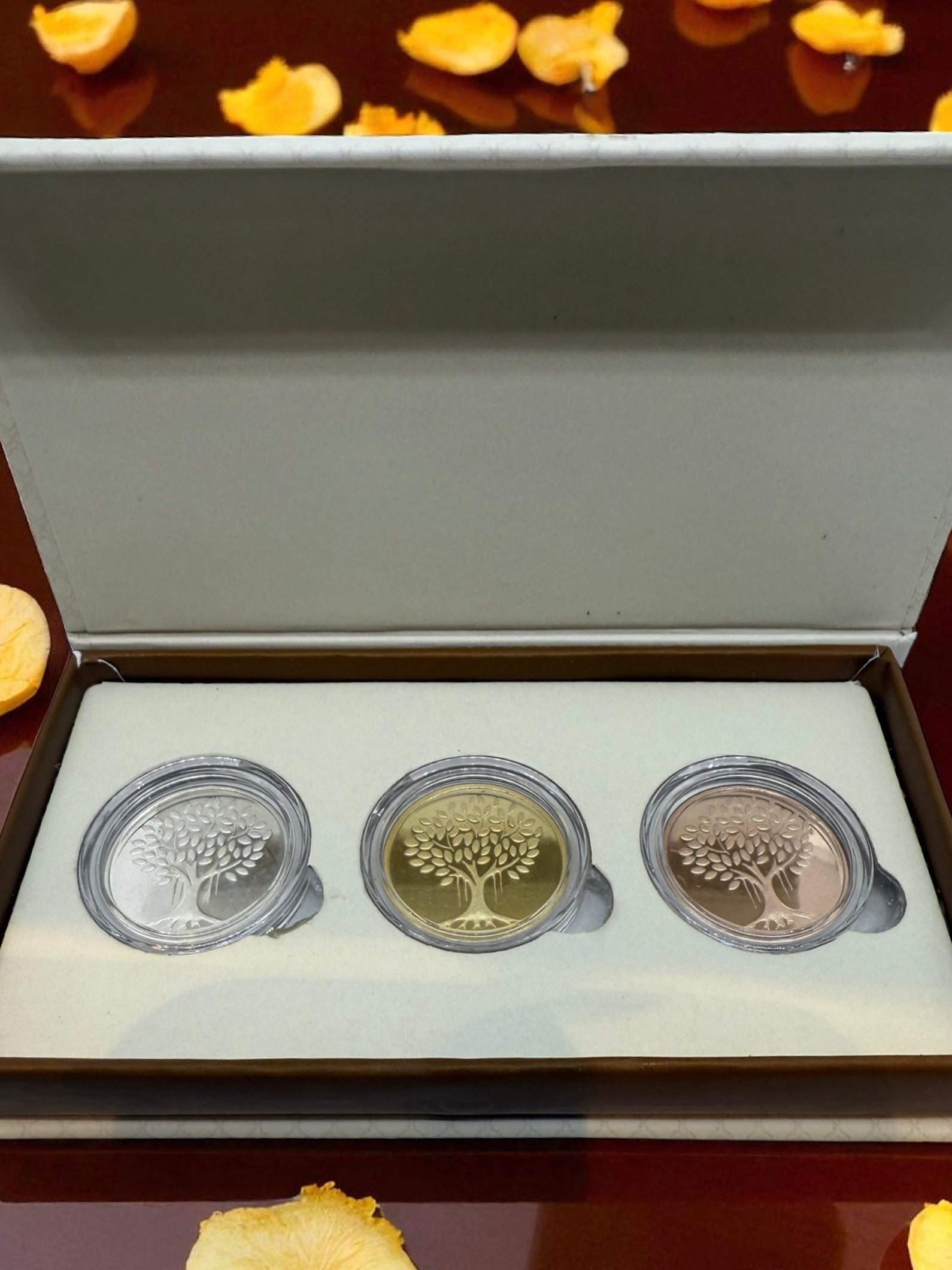 999 Pure Silver Banyan Tree Tri-Color Coin Set 7.5 grams – 3x2.5 (Round)
