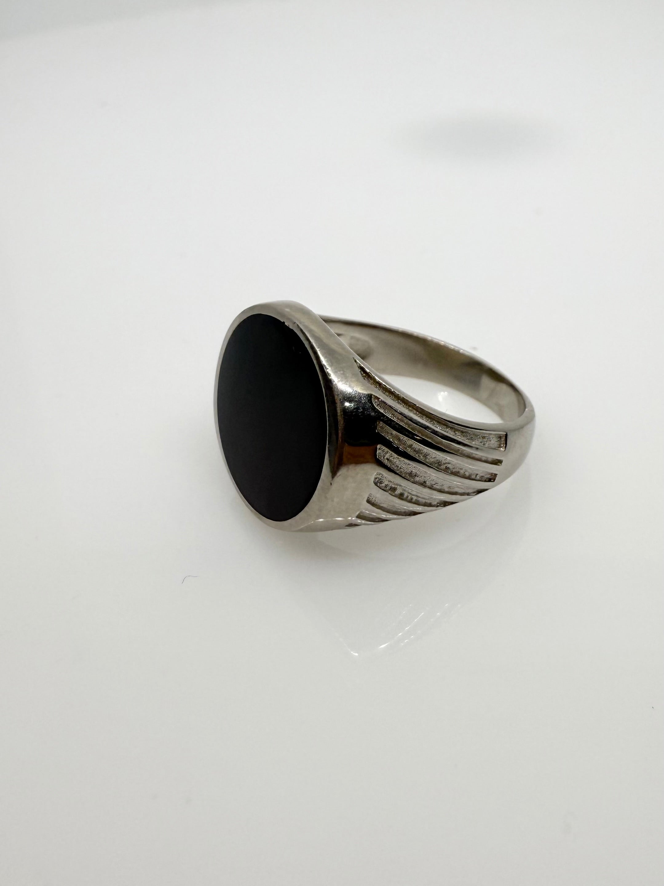 925 Oxidised Silver Ring for Men | Black Stone