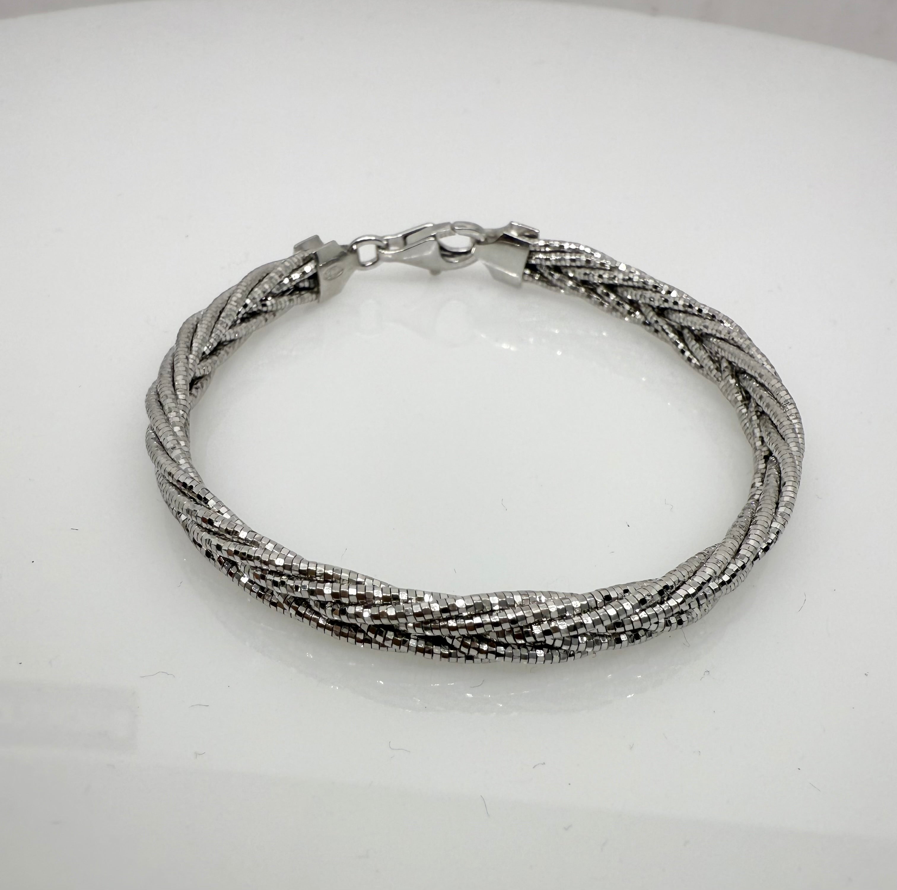 Multi Strand 925 Sterling Silver Italian Weave Bracelet | Silver