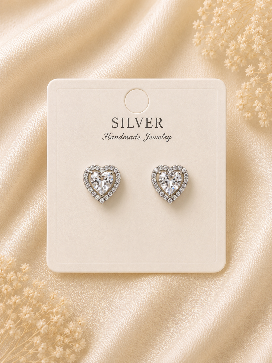 925 Sterling Silver Solitaire Heart | Everyday Wear Earrings