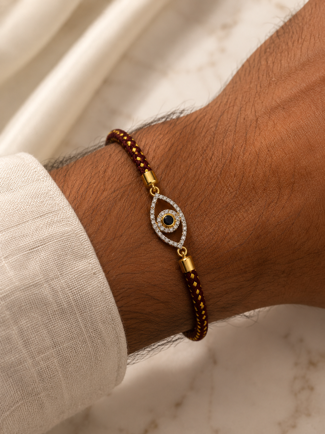 925 Sterling Silver Evil Eye Adjustable Rakhi