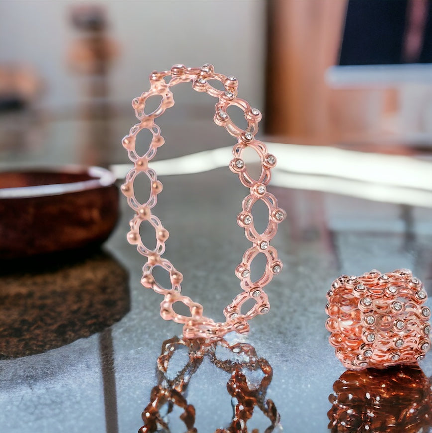 Kaza 925 Sterling Silver Supple Adjustable Bracelet Cum Ring 3 Layer