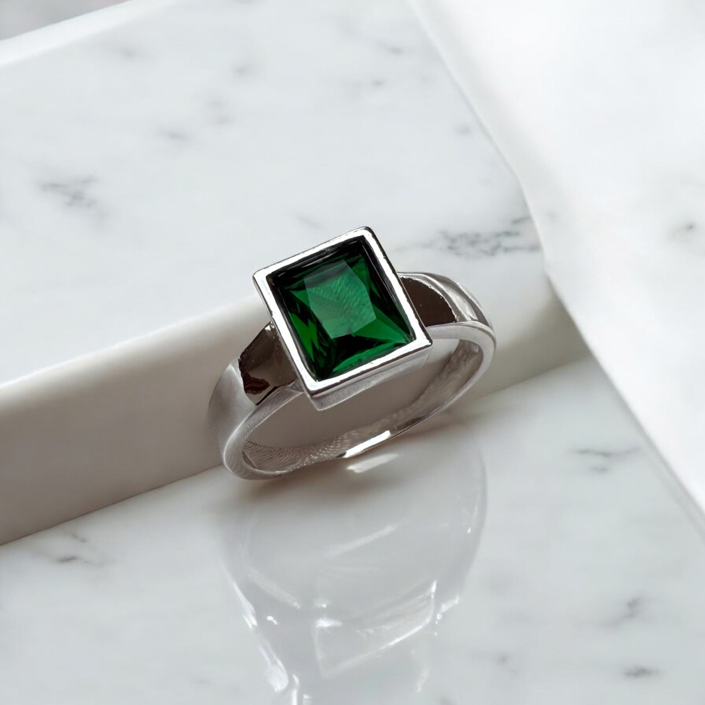 925 Sterling Silver Ring for Men | Emerald Edge