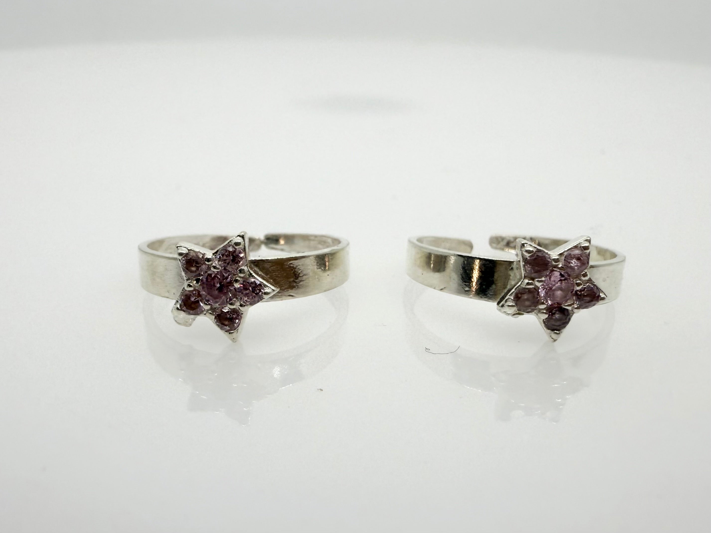 925 Silver Toe Rings (2 Rings) Star | Free Size