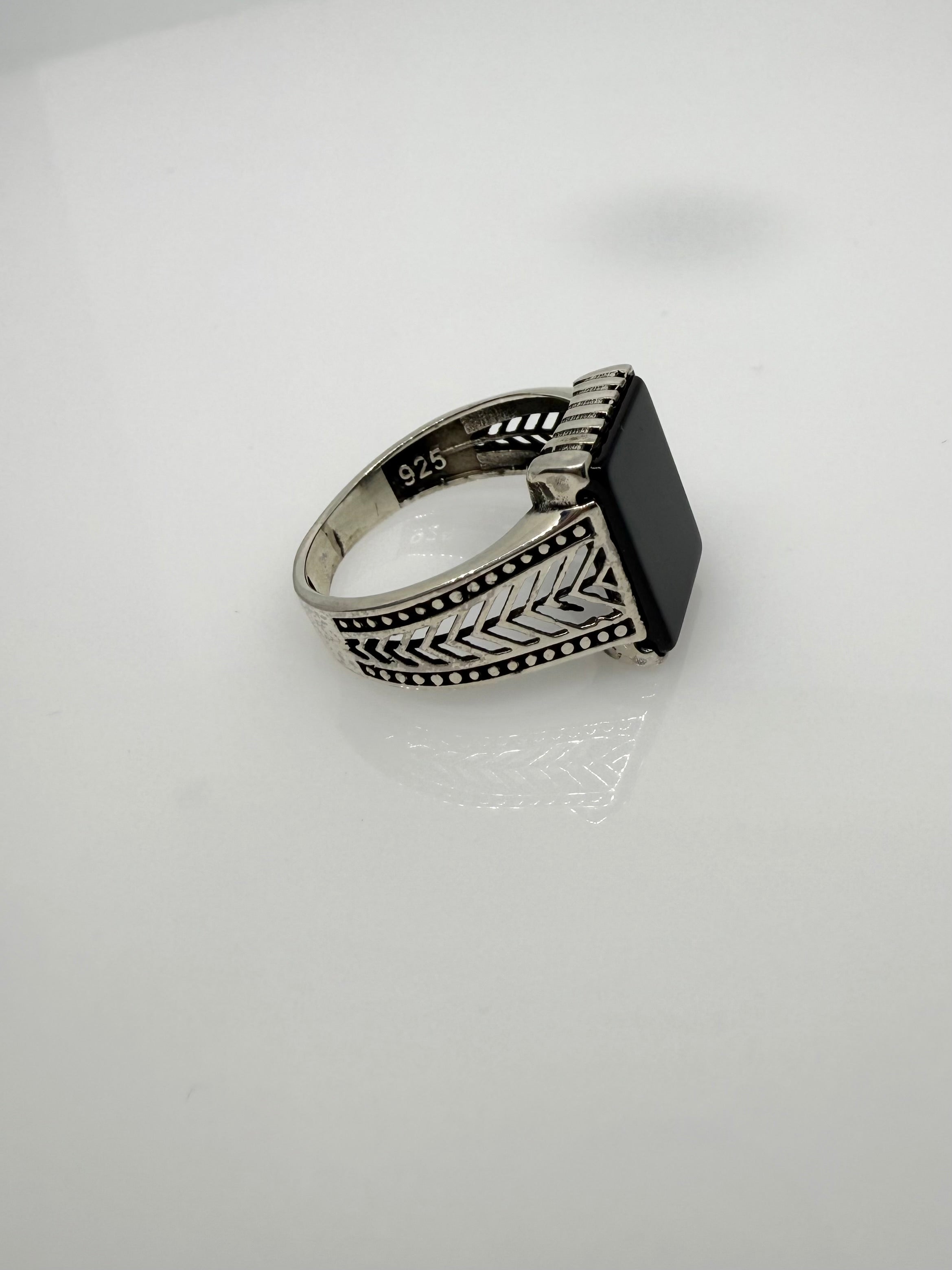 925 Sterling Silver Ring For Men | Black Stone