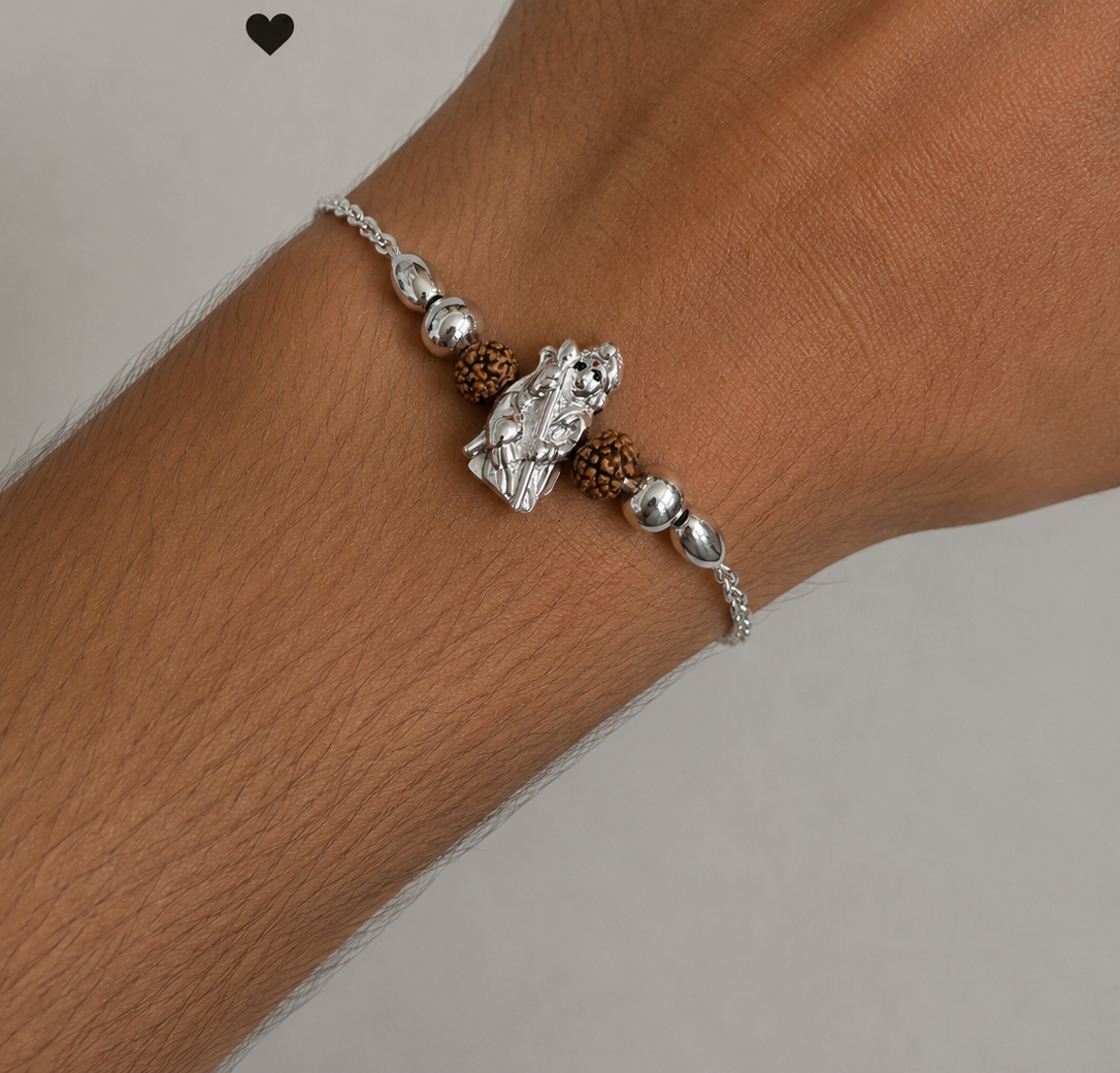 925 Sterling Silver Rakhi Bracelet | Lord Kartikeya