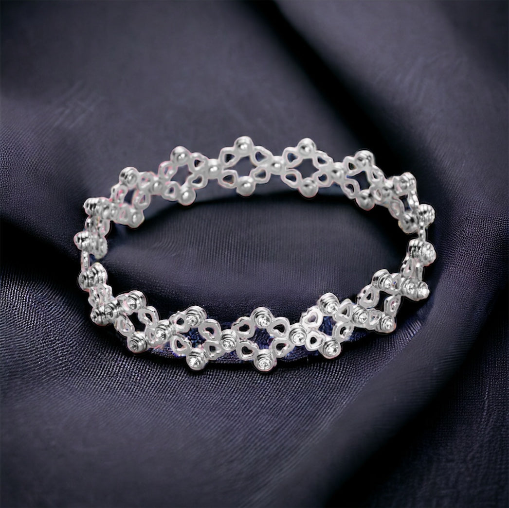 Kaza 925 Sterling Silver Supple Adjustable Bracelet Cum Ring 3 Layer