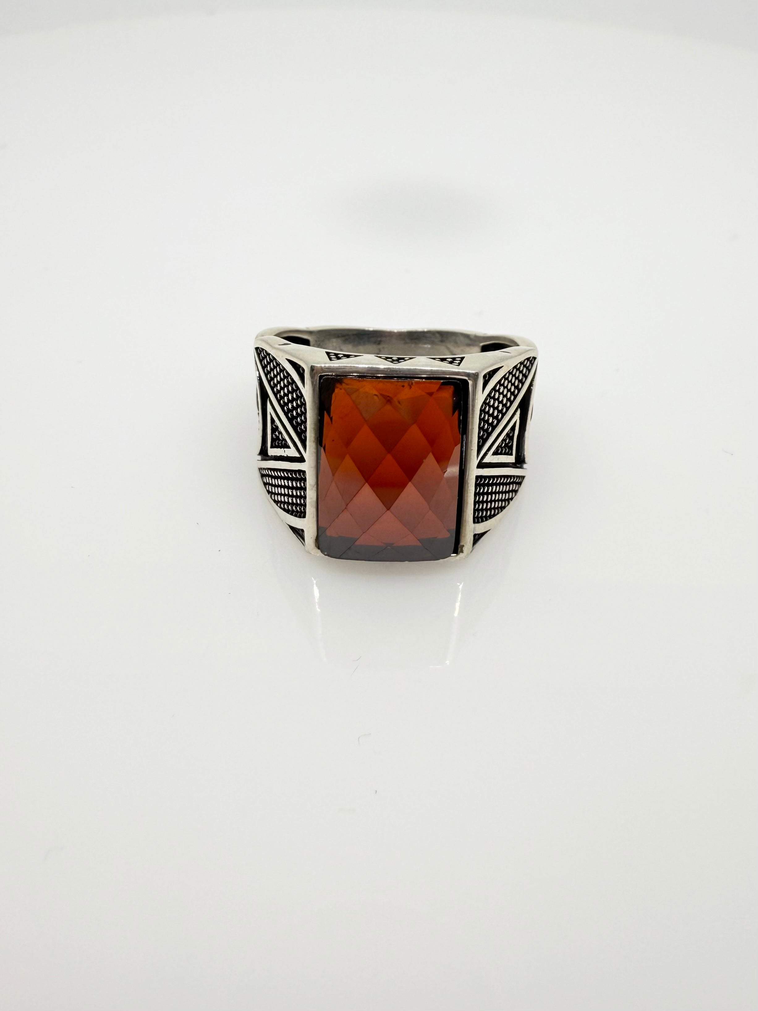 925 Sterling Silver Ring for Men | Red Stone