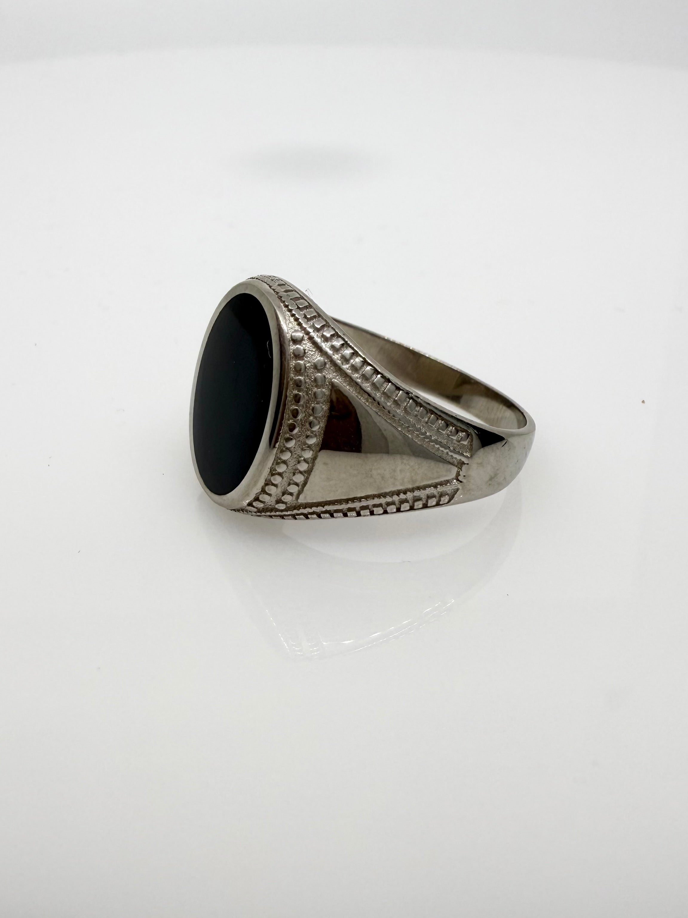 925 Oxidised Silver Ring for Men | Black Stone