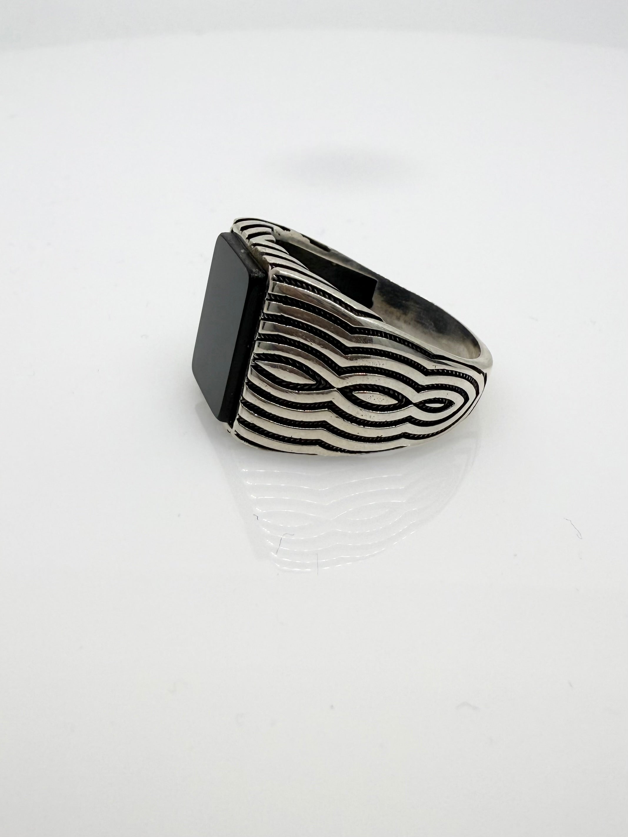 925 Sterling Silver Ring for Men | Black Stone