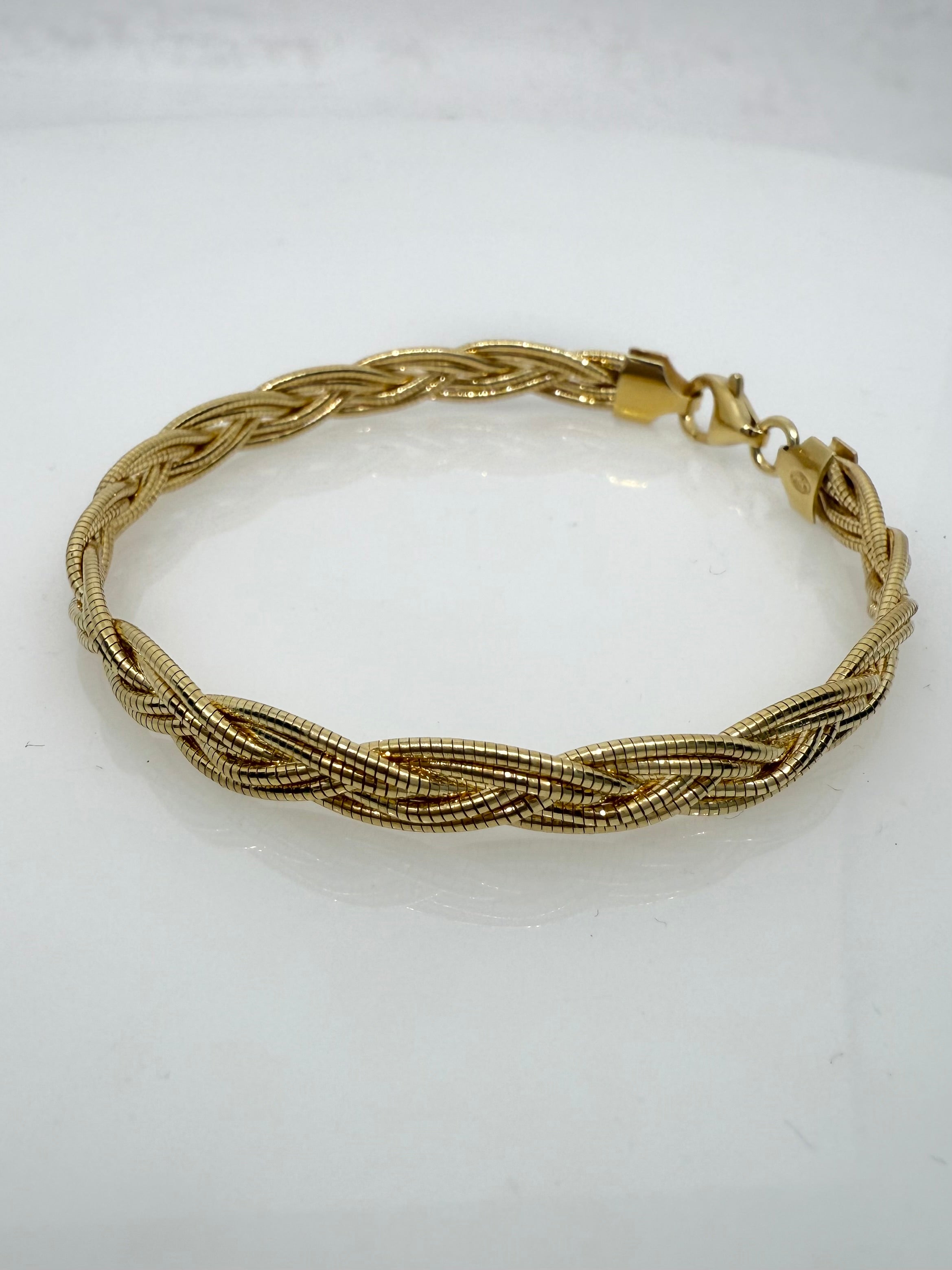 Multi Strand 925 Sterling Silver Italian Weave Bracelet | Gold Braided Bracelet