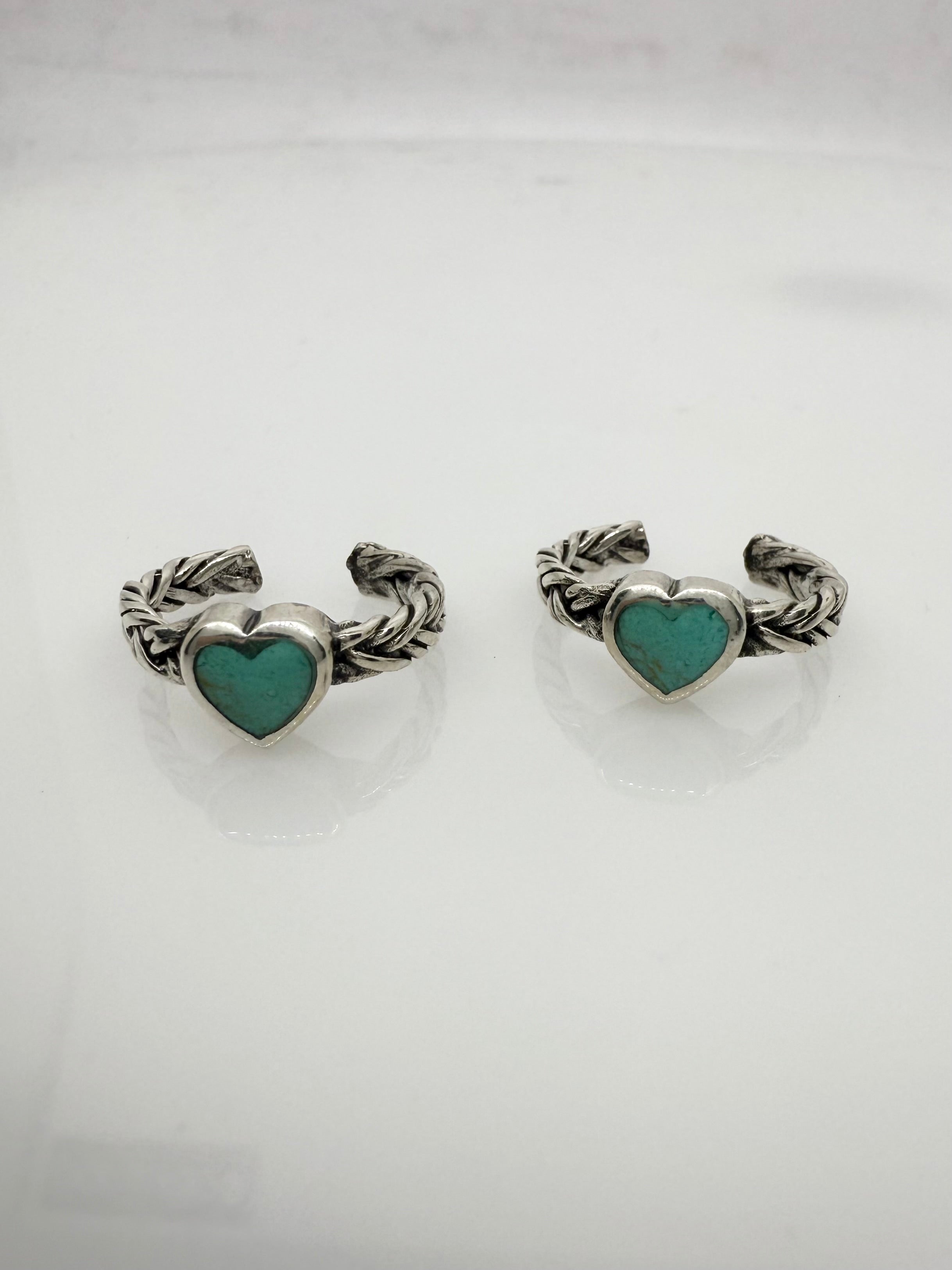 925 Sterling Silver Mini Heart Toe rings ( 2 rings) | free size