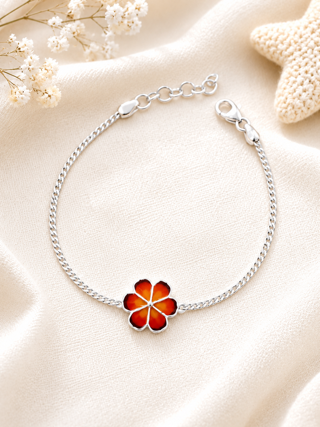 925 Sterling Silver Flower Cartoon Bracelet | For Kids | Kid’s Rakhi