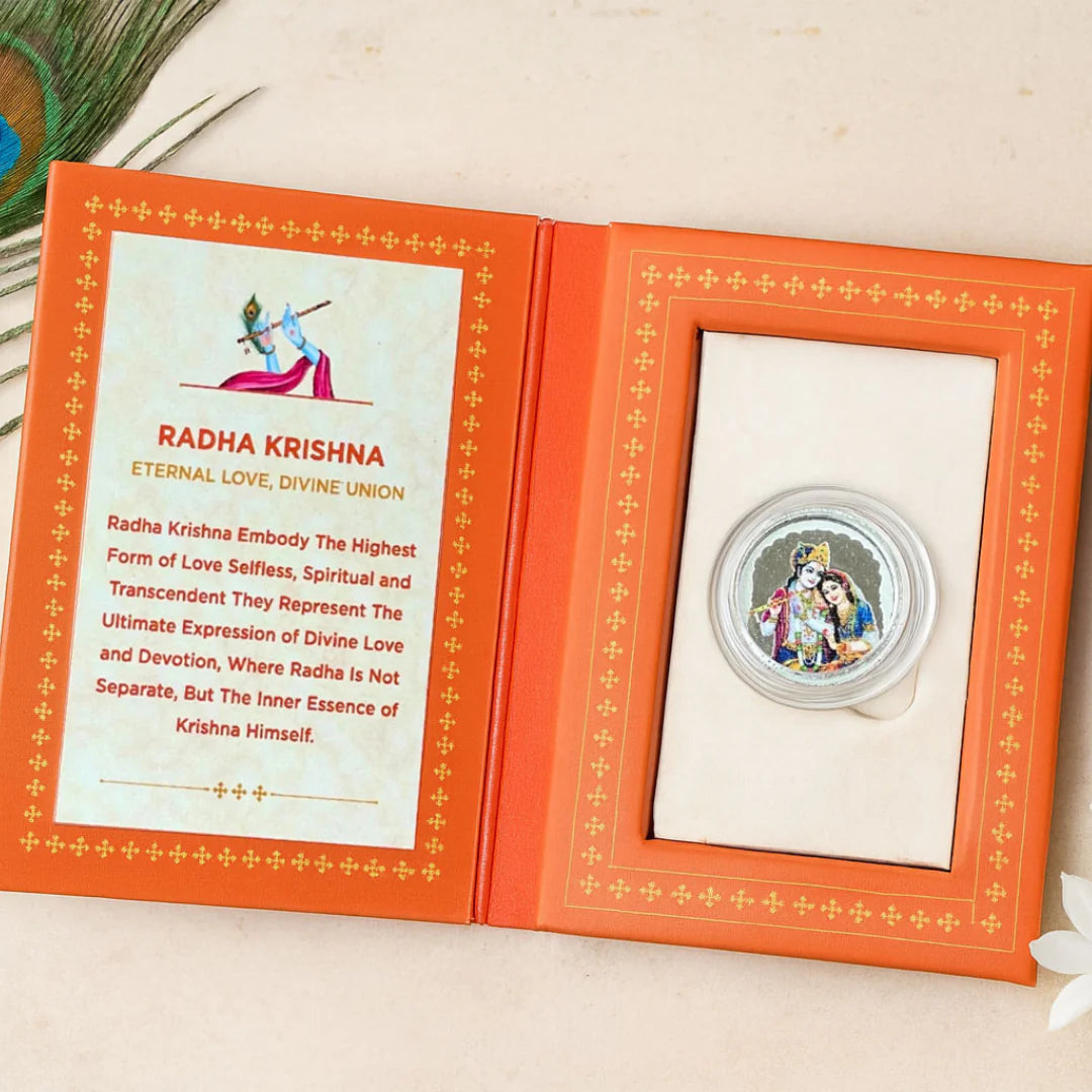 Radha Krishna Ji 999 Silver Round Shape 1 GM Coin | 999 Purity Silver Coin | Festive Coin Gifting