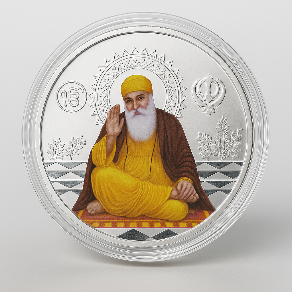 999 Pure Silver Guru Nanak Ji Coin (10 grams) – Premium Gift Edition | Festive Coin Gifting