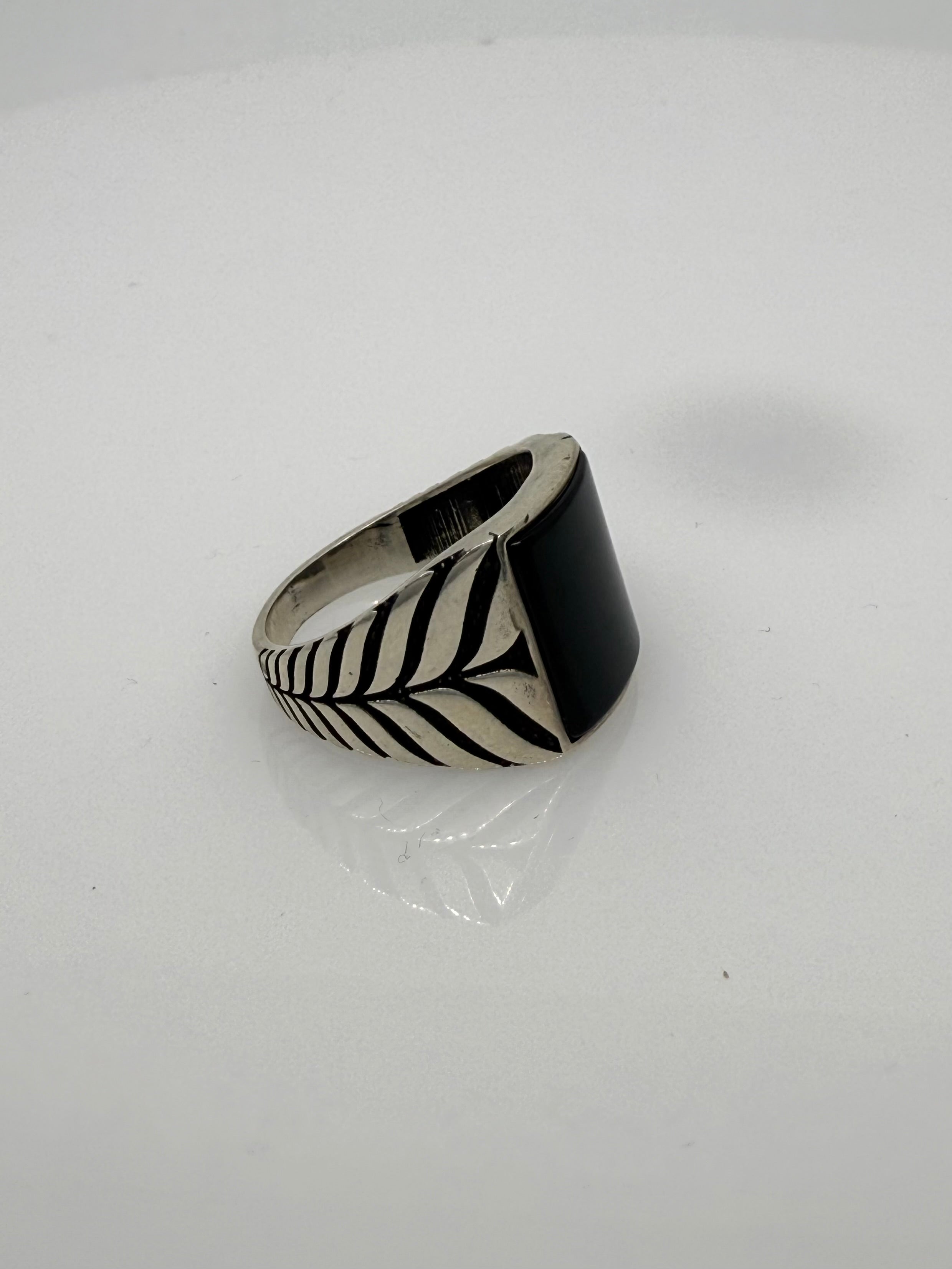 925 Sterling Silver Ring for Men | Black Stone