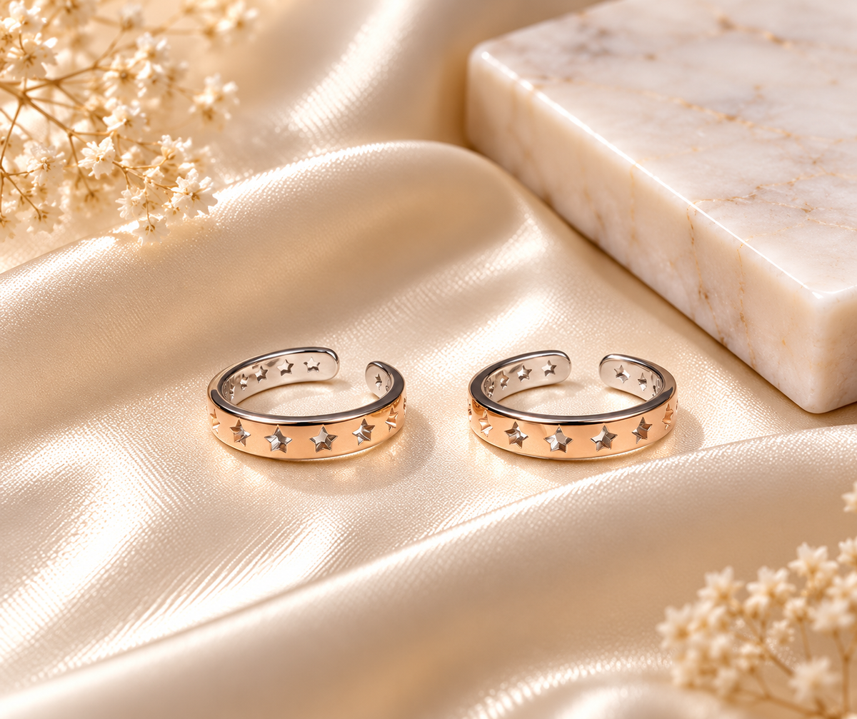 925 Sterling Silver Rose Gold Toe Rings