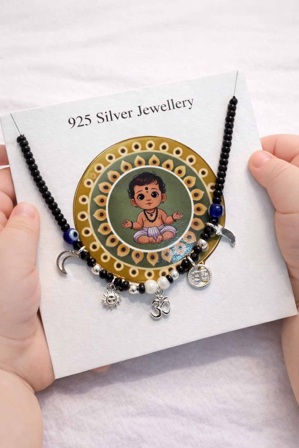 Little Guardian – 925 Silver Cotton Thread Charm Nazariya Chain | kid’s Neck Chain | For kids