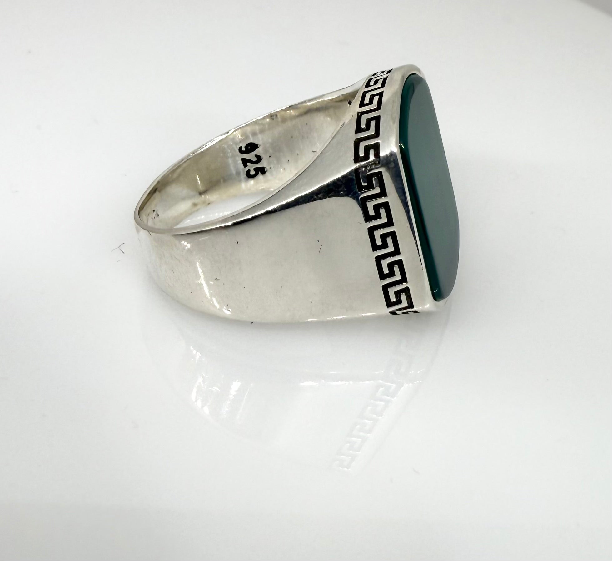 925 Sterling Silver Ring for Men | Olive Onyx