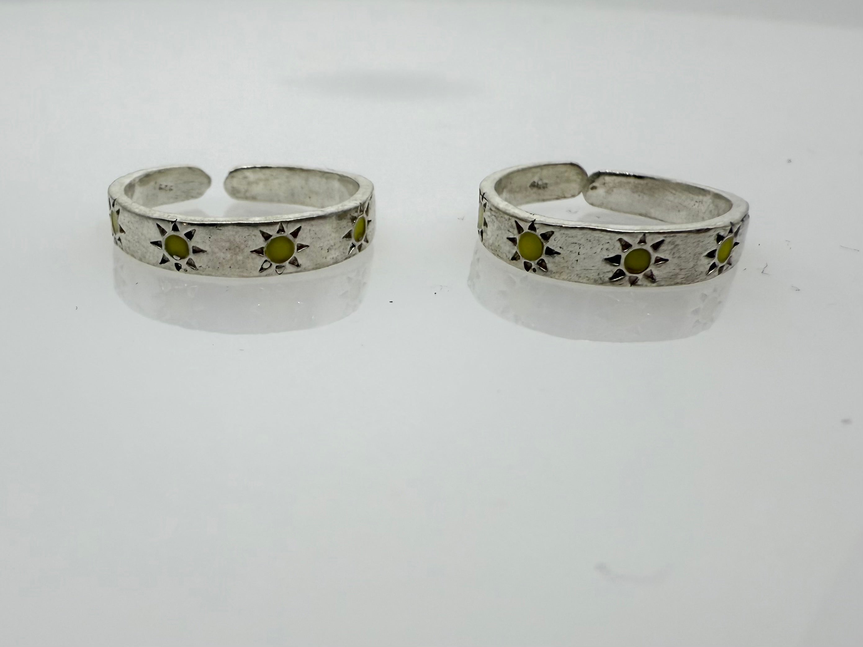 925 Silver Toe Rings (2 Rings) Sun | Free Size