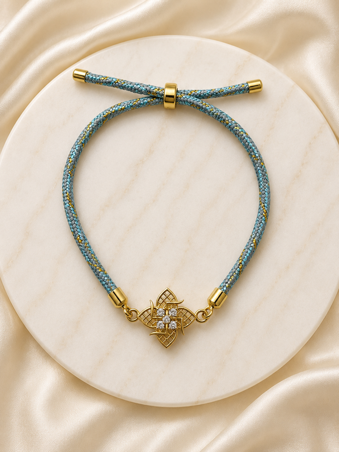 925 Sterling Silver Swastik Adjustable Rakhi