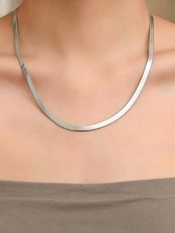 925 Sterling Silver Flat Snake Chain Unisex Men's Chain For Wome