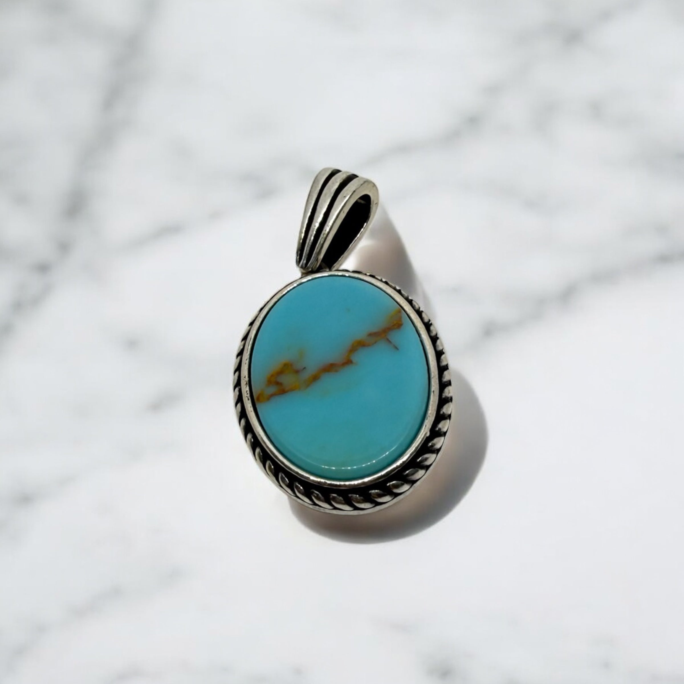 925 Sterling Silver Turquoise Earthline Pendant