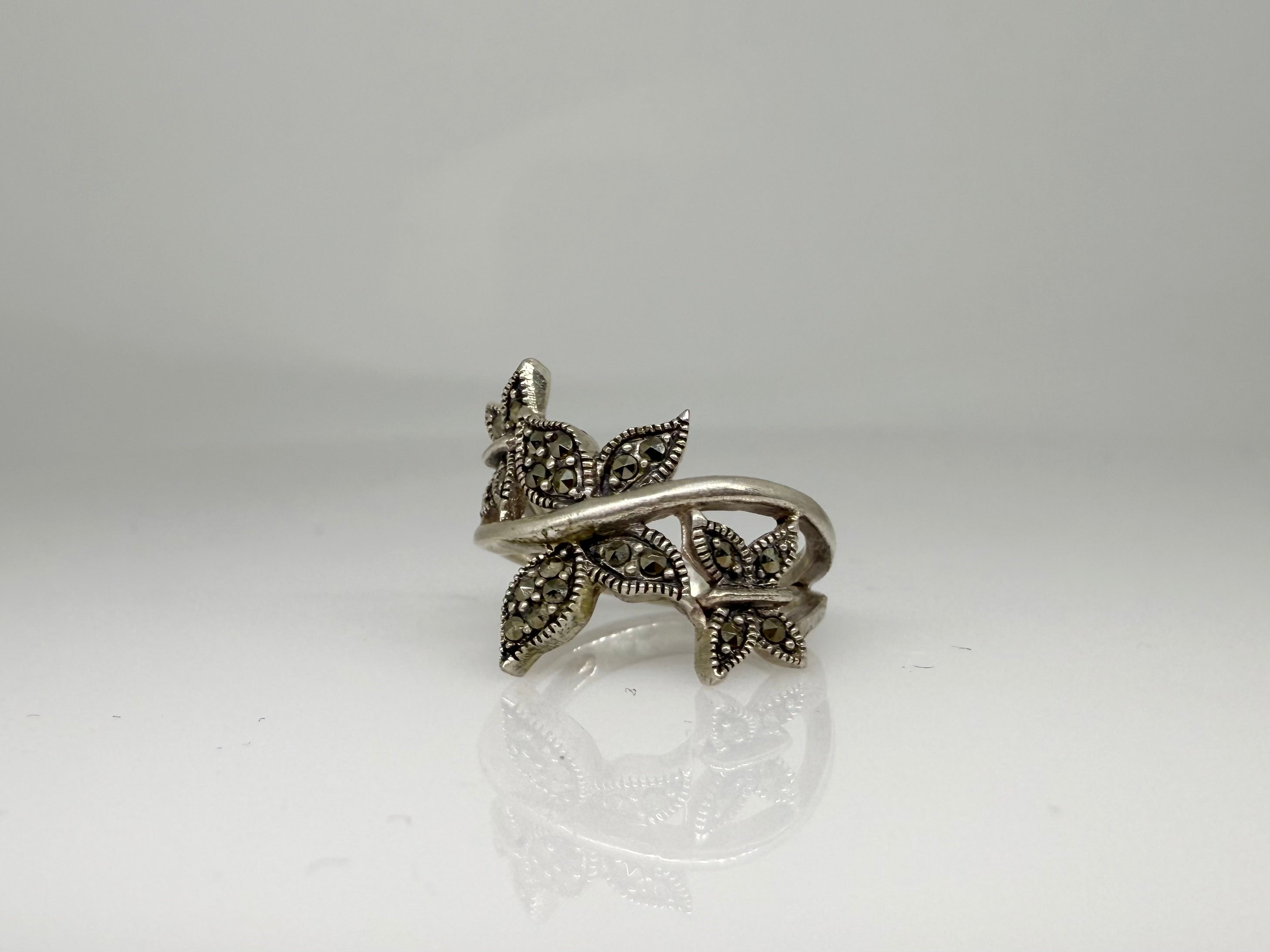 925 Sterling Silver Marcasite Meadow Women Ring