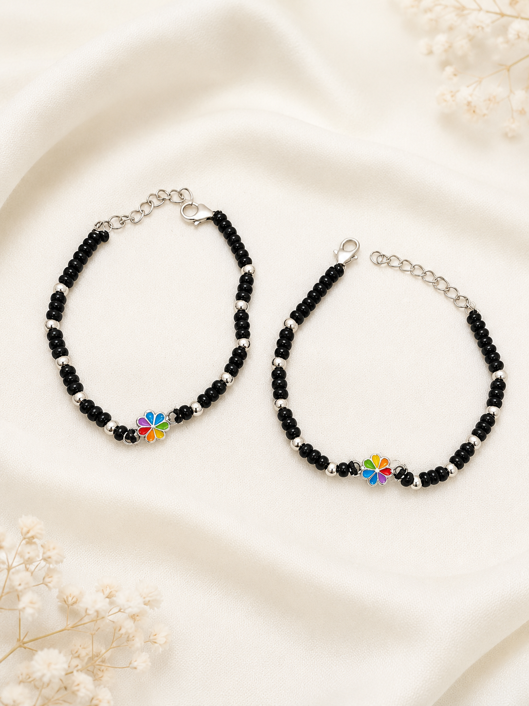 925 Sterling Silver Rainbow Flower Kid’s Anklet